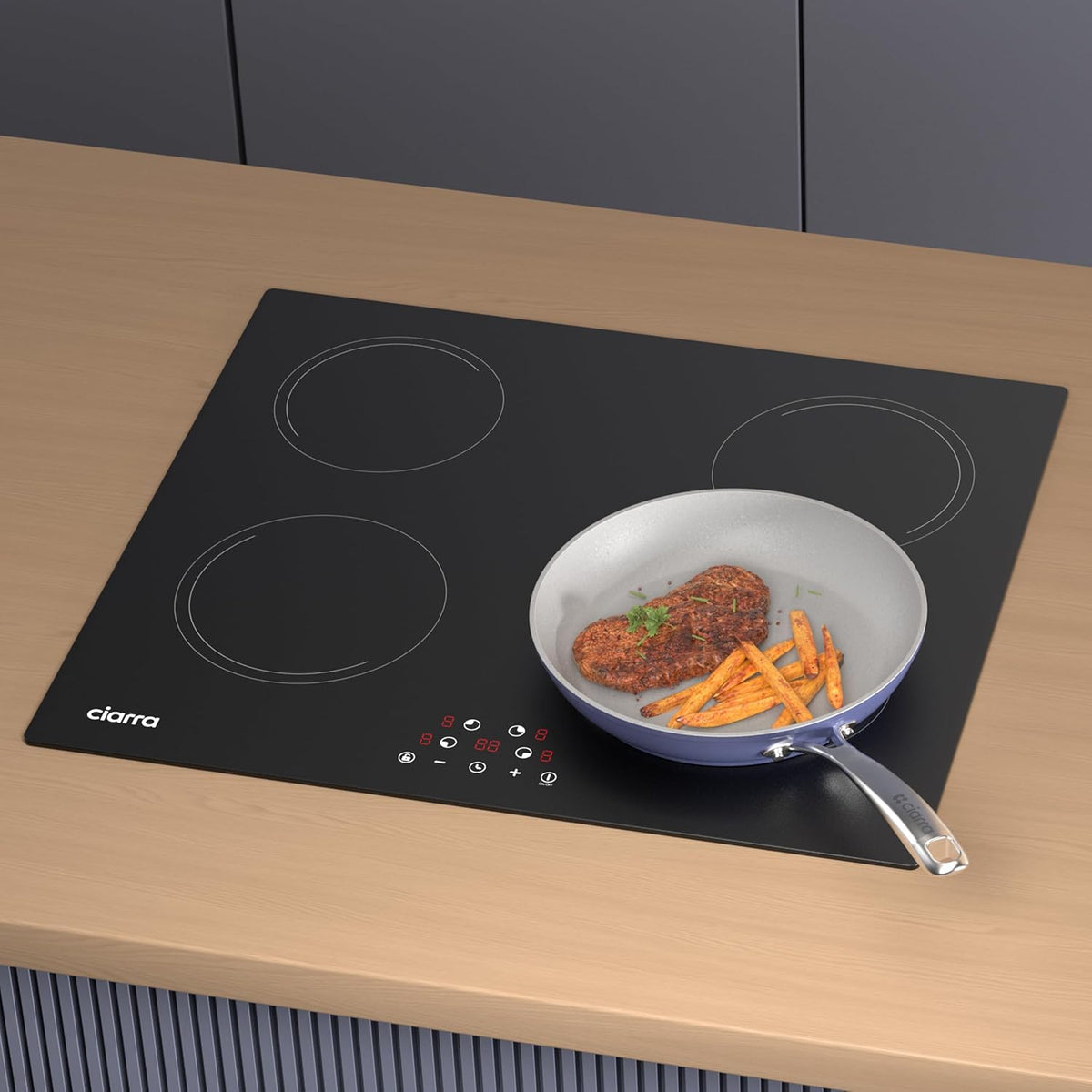 Ciarra Induction Hob - 4 Burners - 6000W - Built-in Hob - Touch Control - 9 Levels - CABBIH4-E