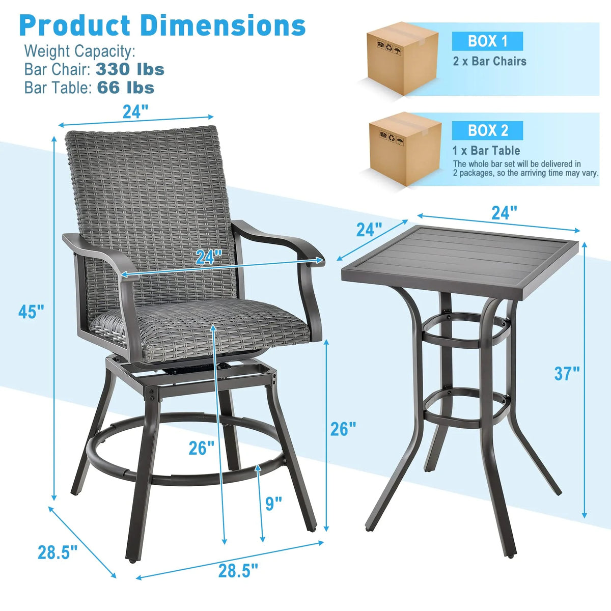 Tangkula 24 Inch Outdoor Bar Table, Patio Bar Height Table with Aluminum Tabletop & Heavy-Duty Metal Legs - Product image 6