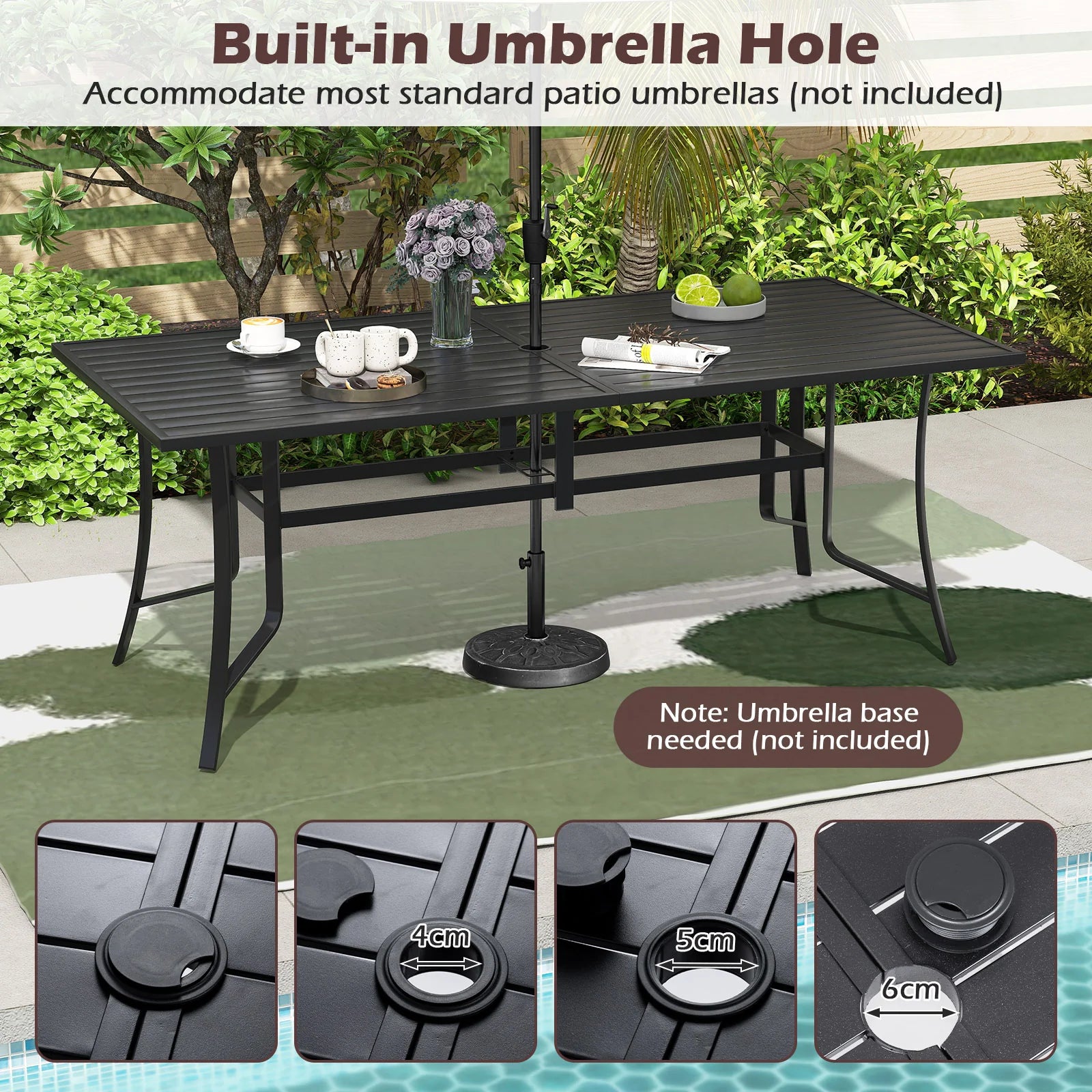Tangkula Rectangle Patio Dining Table for 8 with Umbrella Hole - Product image 4
