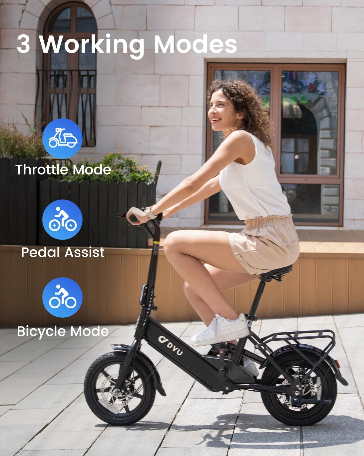 DYU 14" Folding Electric Bike for Adults Teens, 500W Peak Motor 36V/7.8AH Battery, Commuter City Ebike - Product image 7
