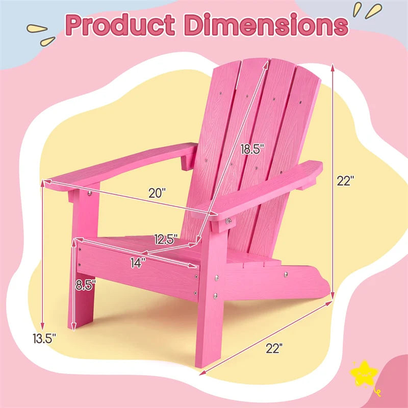 Kids Adirondack Chair, All-Weather HIPS Outdoor Chair with Ergonomic High Backrest & Armrests - Product image 47