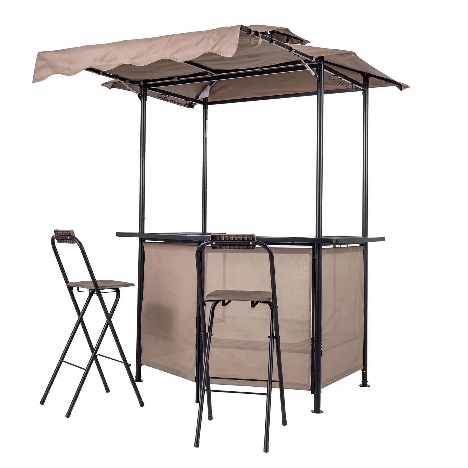 Tangkula 3 Piece Patio Bar Set Grill Gazebo & 2 Foldable Bar Stools - Product image 1
