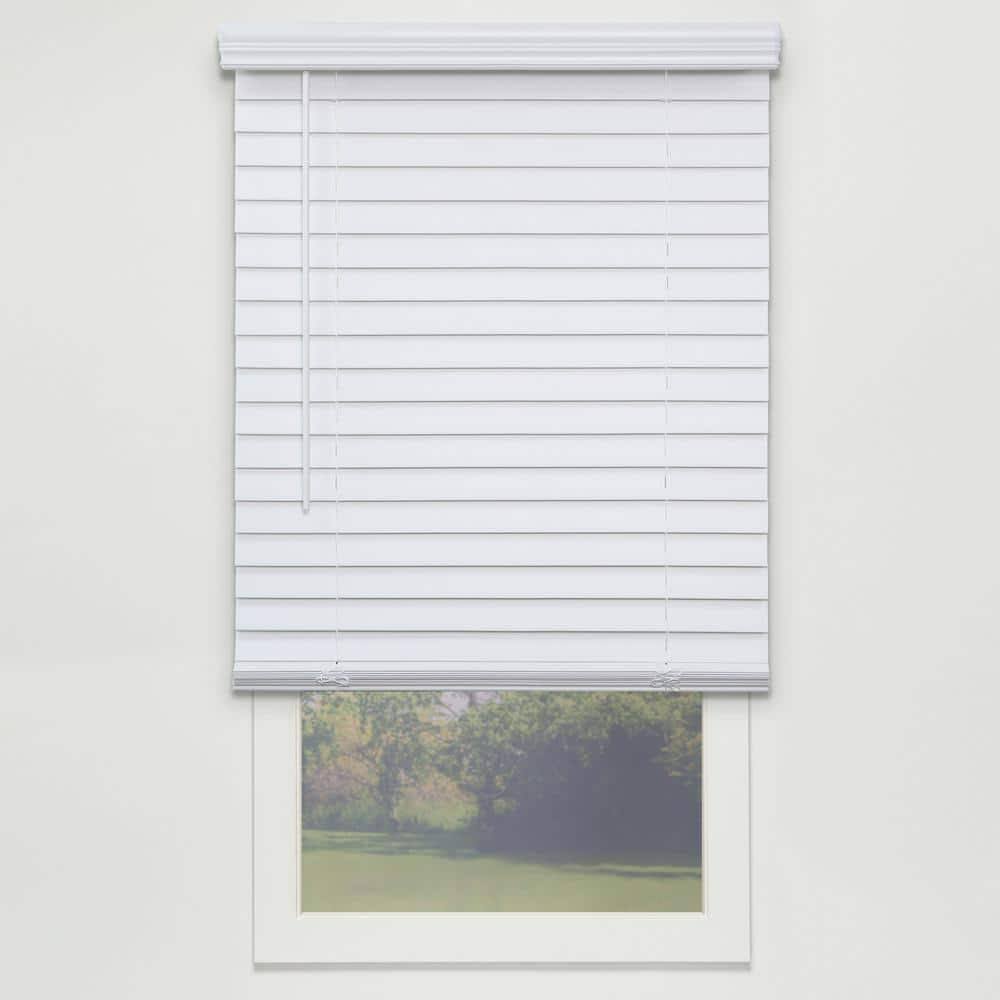 Perfect Lift Window Treatment Cut-to-Width White 2in. Cordless Faux Wood Blind - 26.5in. W x 48in - Product image 1