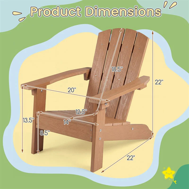Kids Adirondack Chair, All-Weather HIPS Outdoor Chair with Ergonomic High Backrest & Armrests - Product image 58