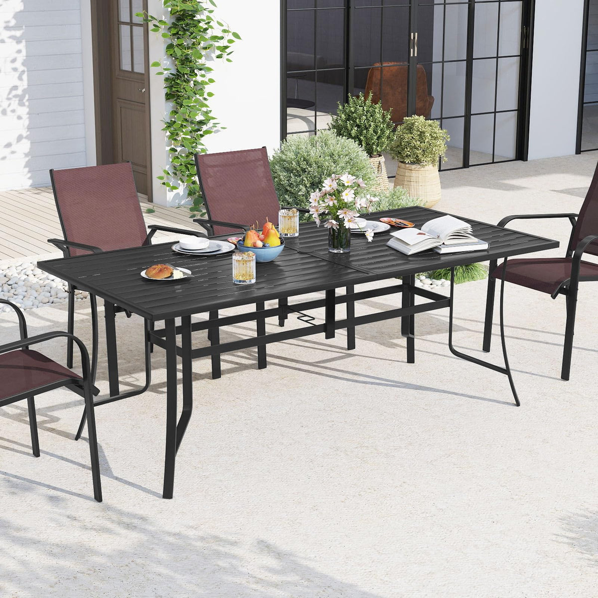 Tangkula Rectangle Patio Dining Table for 8 with Umbrella Hole - Product image 2