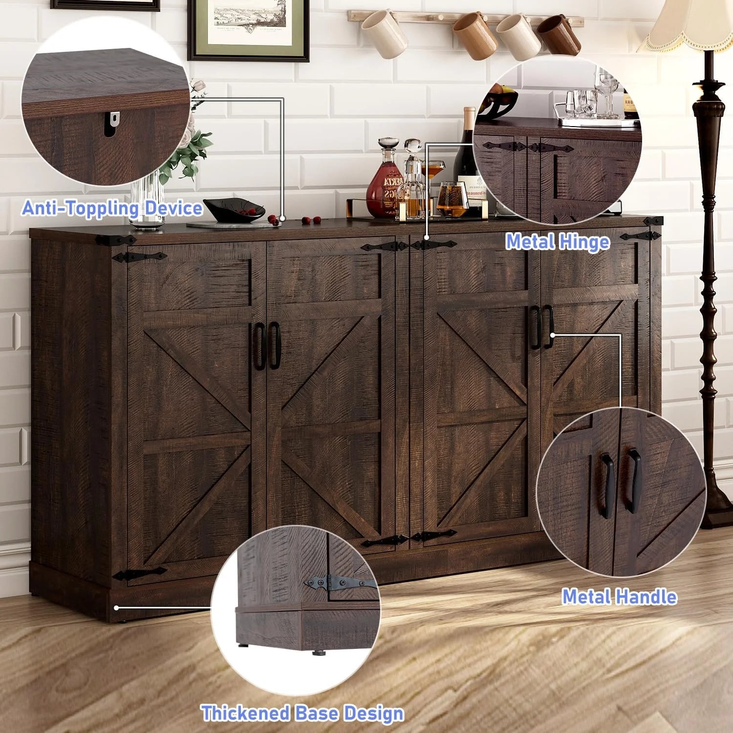 71" Tall Farmhouse Kitchen Pantry Cabinet, 5 Layers Storage Cabinet with Adjustable Shelves - Product image 23