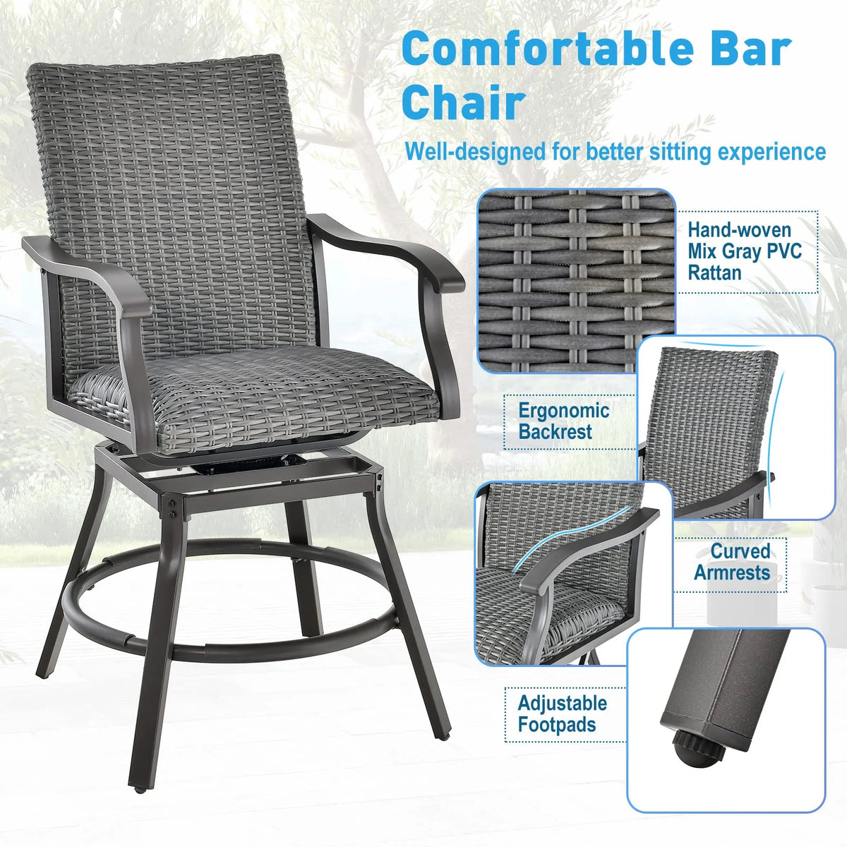 Tangkula 24 Inch Outdoor Bar Table, Patio Bar Height Table with Aluminum Tabletop & Heavy-Duty Metal Legs - Product image 10