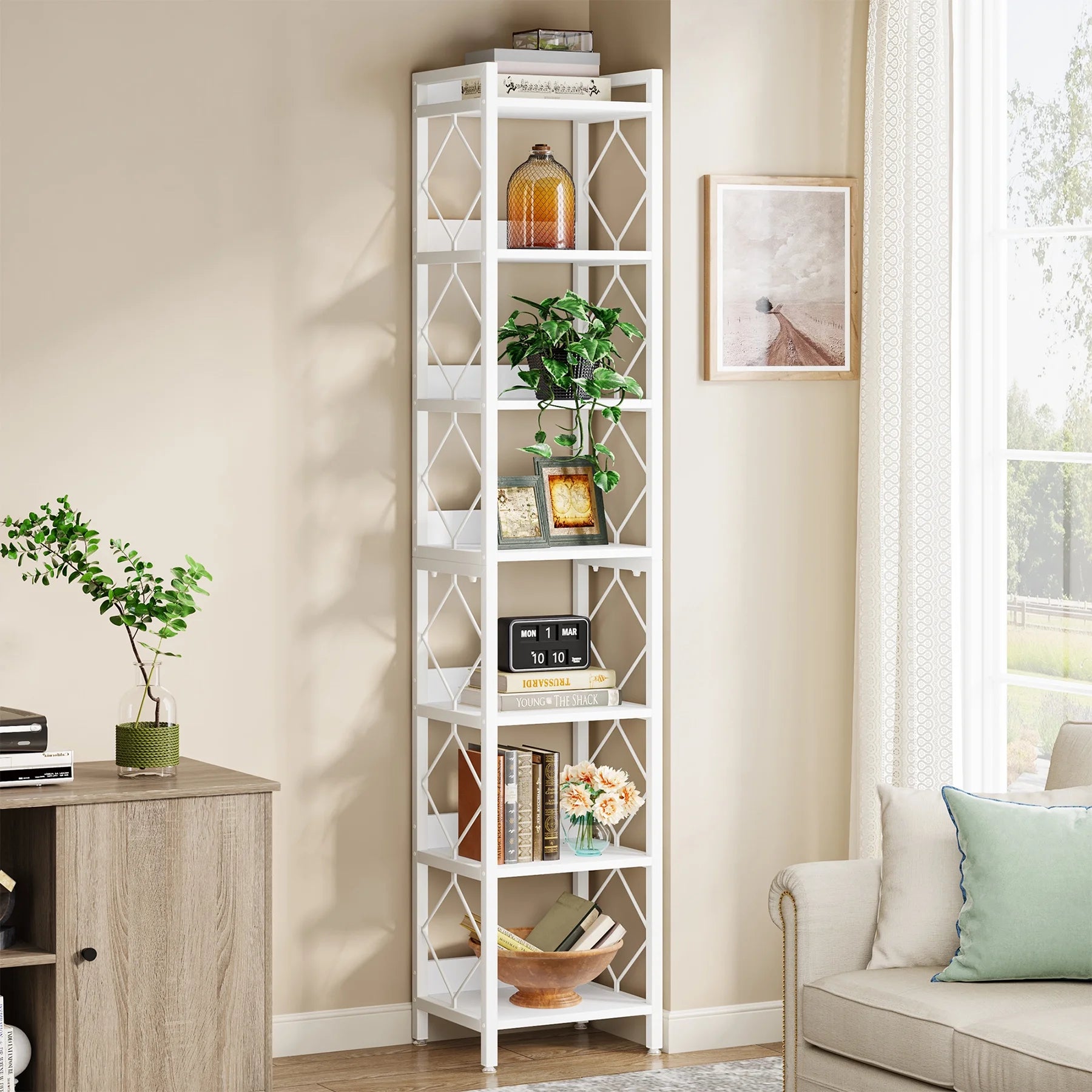 Tribesigns 78.7 in Tall Narrow Bookshelf, Freestanding 7 - Tier Bookcase - Product image 7