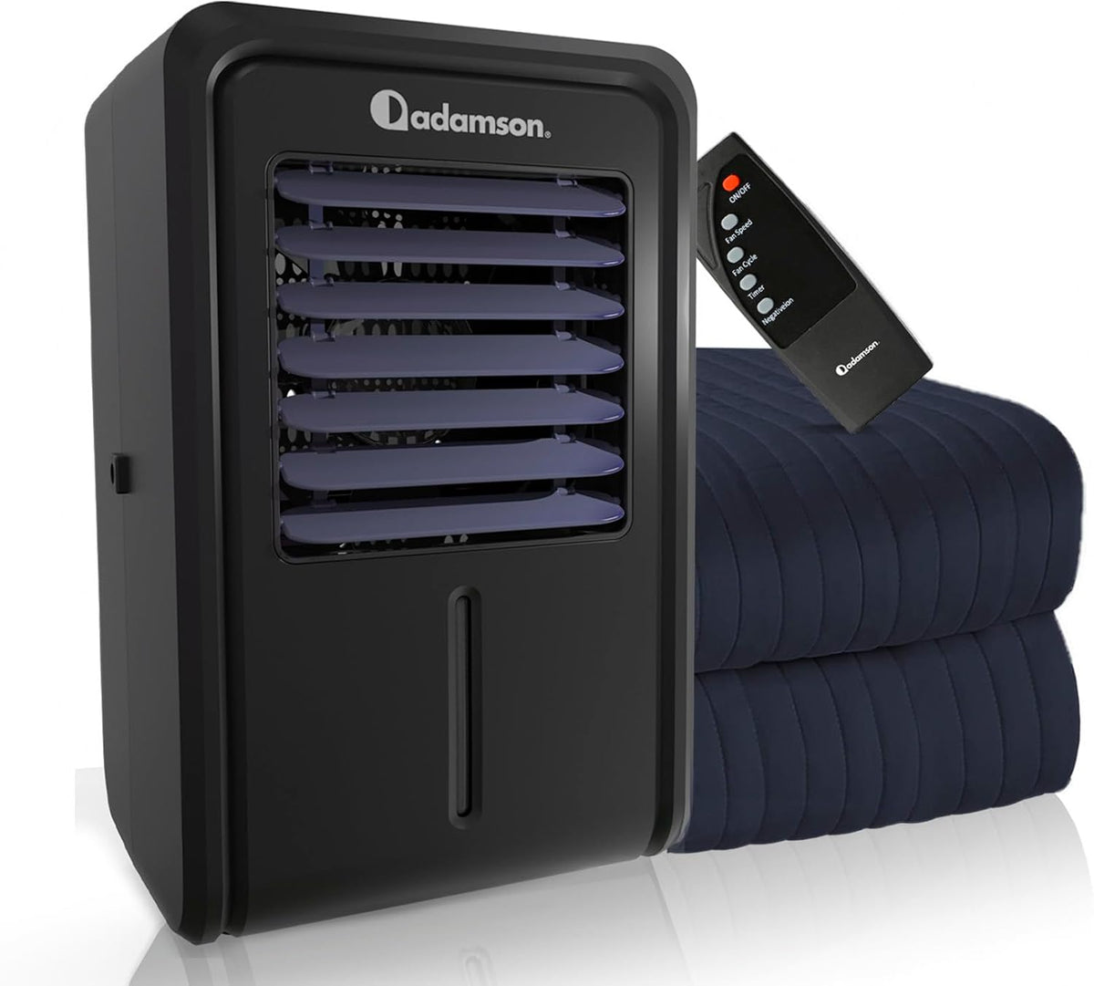 Adamson B10 Twin Bed Cooler 190x100 CM + 100% Cotton Cooling Mattress Topper + Air-conditioned Mattress Ideal Against Night Sweats + for Hot Sleepers - 5 Year Warranty - Navy Blue