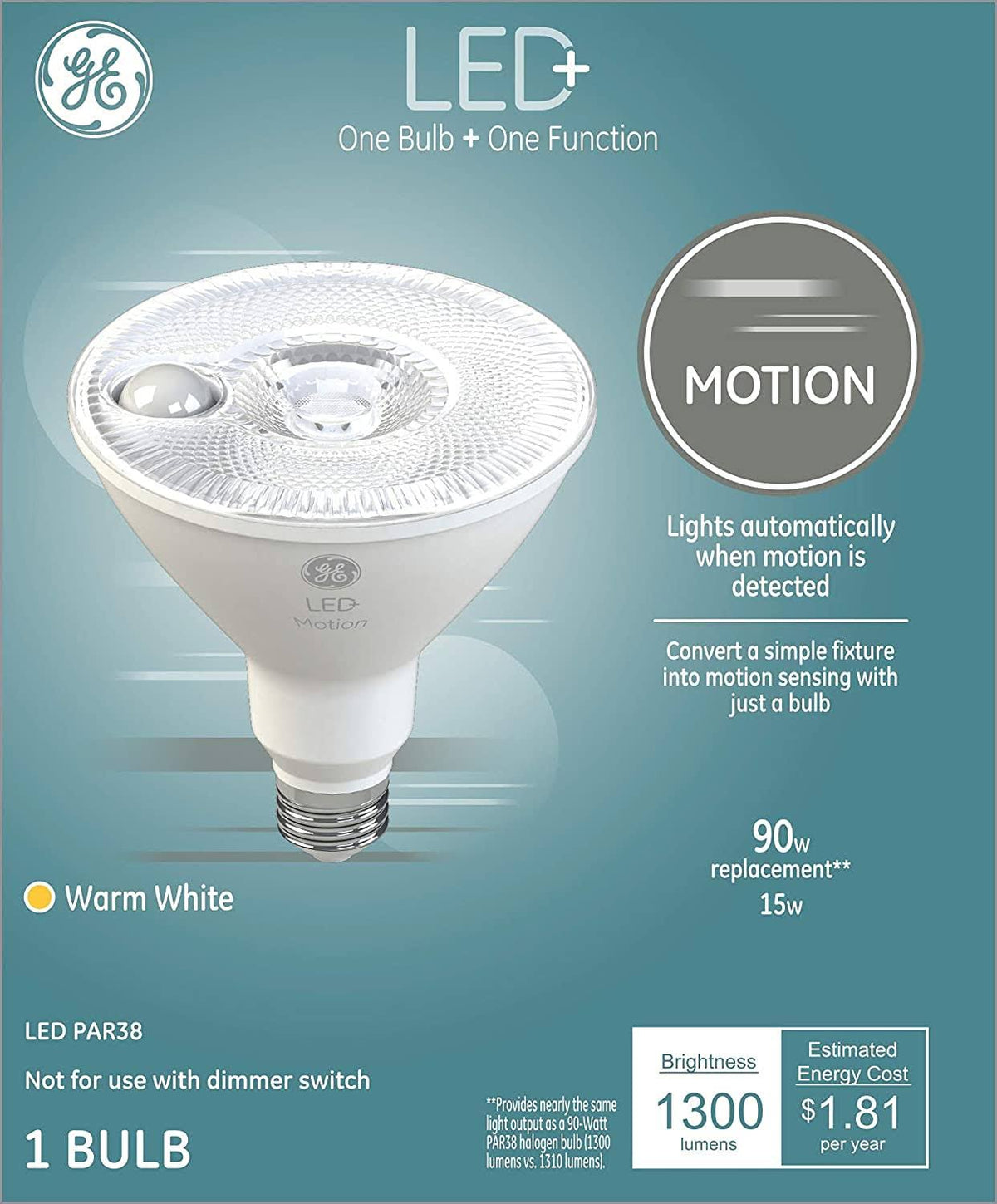 GE Lighting 93100350 LED+ Motion PAR38 Bulb, 90-Watt Replacement, Warm White - Product image 1