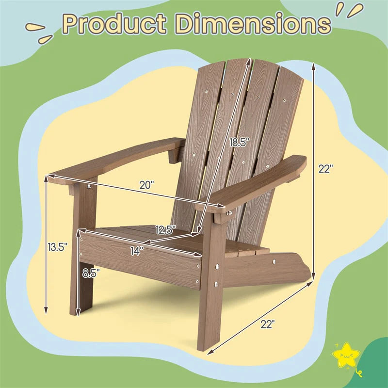 Kids Adirondack Chair, All-Weather HIPS Outdoor Chair with Ergonomic High Backrest & Armrests - Product image 14