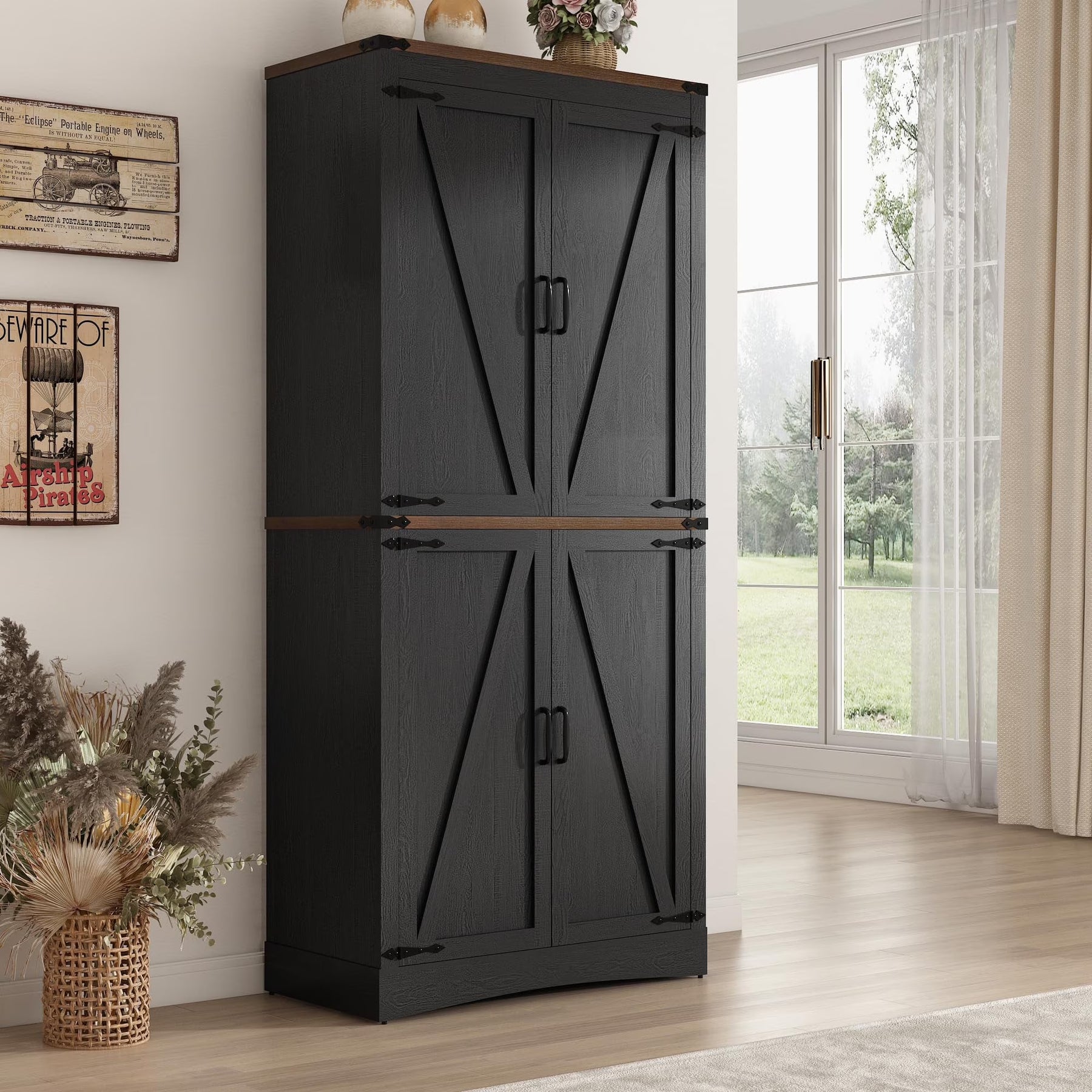 71" Tall Farmhouse Kitchen Pantry Cabinet, 5 Layers Storage Cabinet with Adjustable Shelves - Product image 9