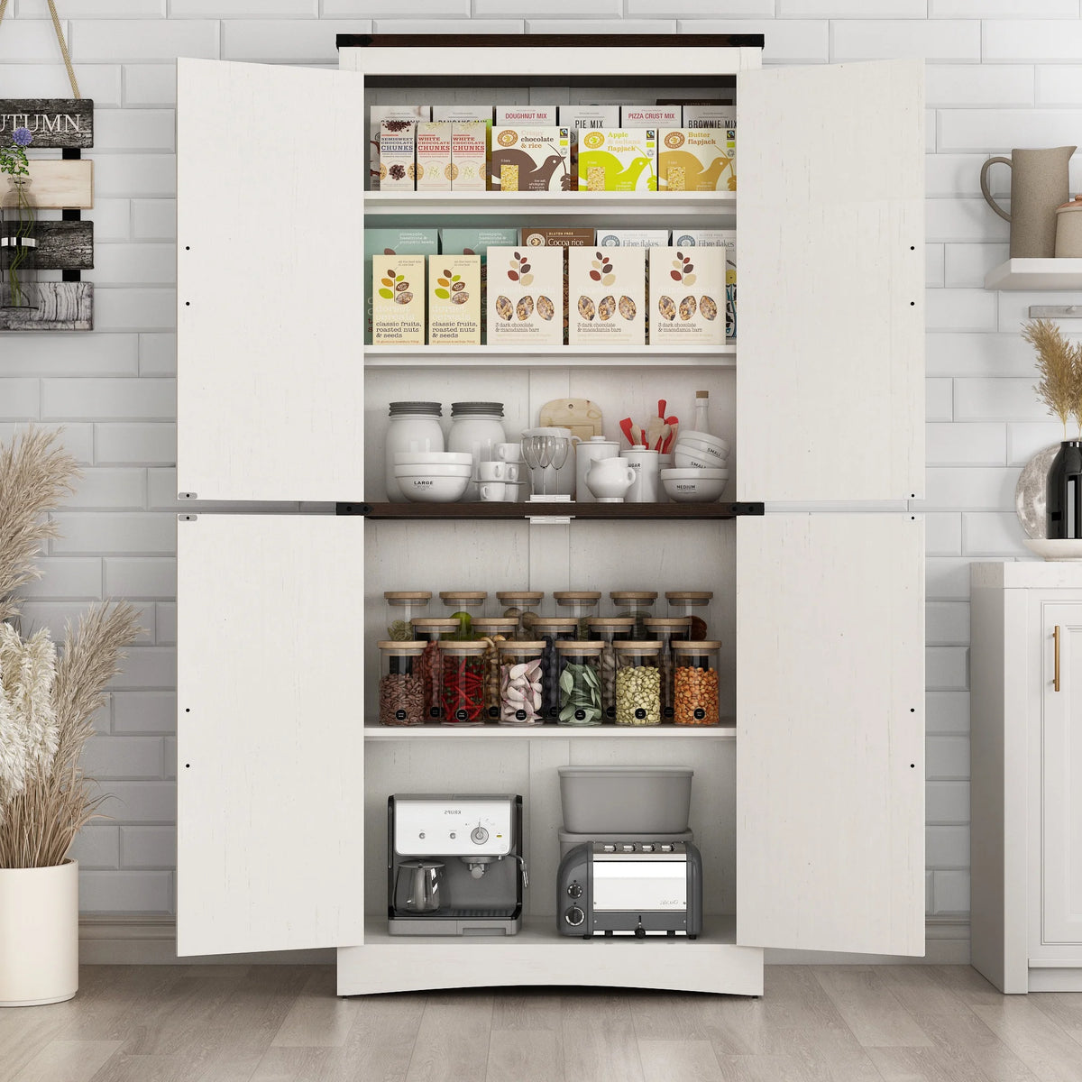 71" Tall Farmhouse Kitchen Pantry Cabinet, 5 Layers Storage Cabinet with Adjustable Shelves - Product image 18