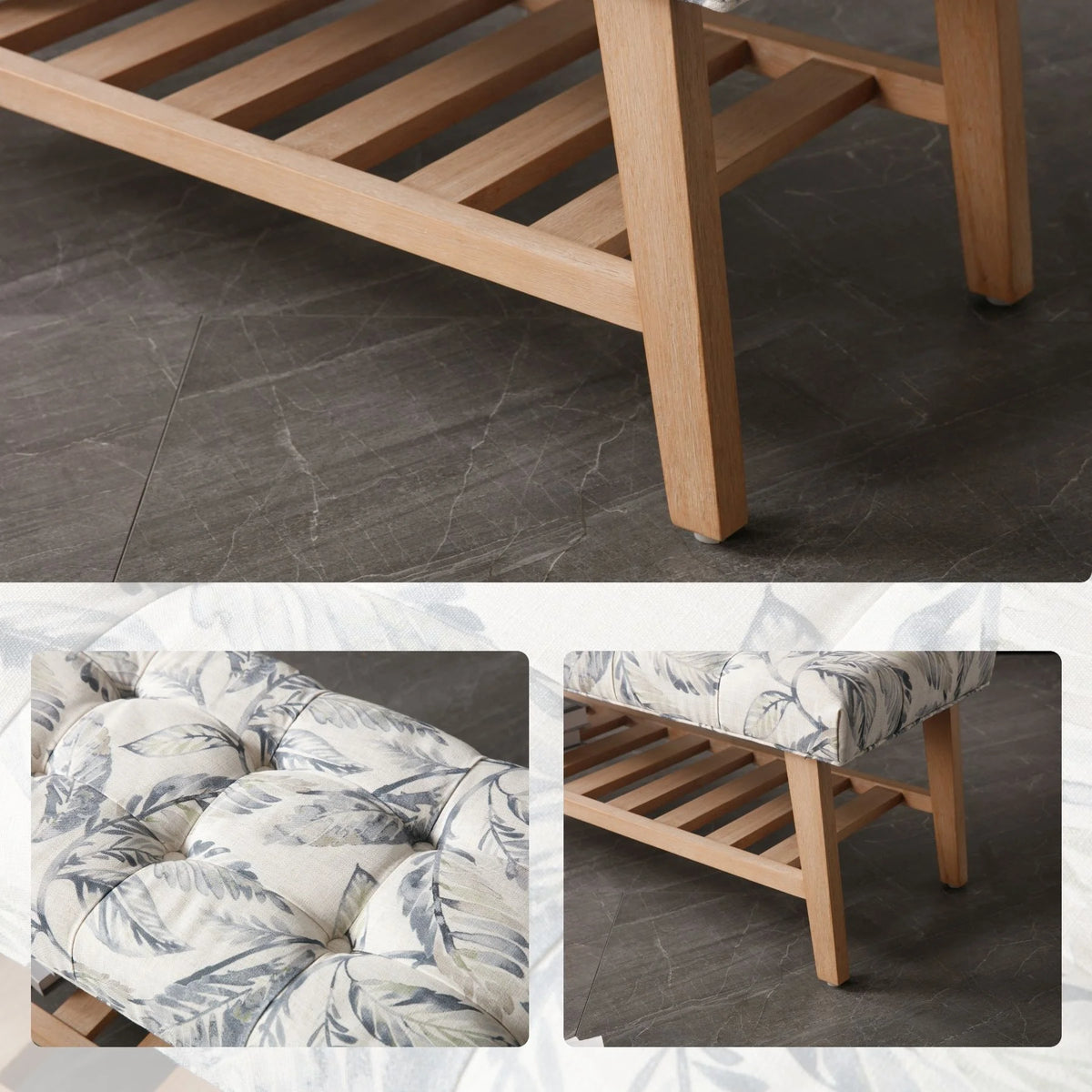 Dayalane Upholstered Storage Bench with Shoe Rack, Linen Fabric Entryway Bench for Living Room - Product image 19