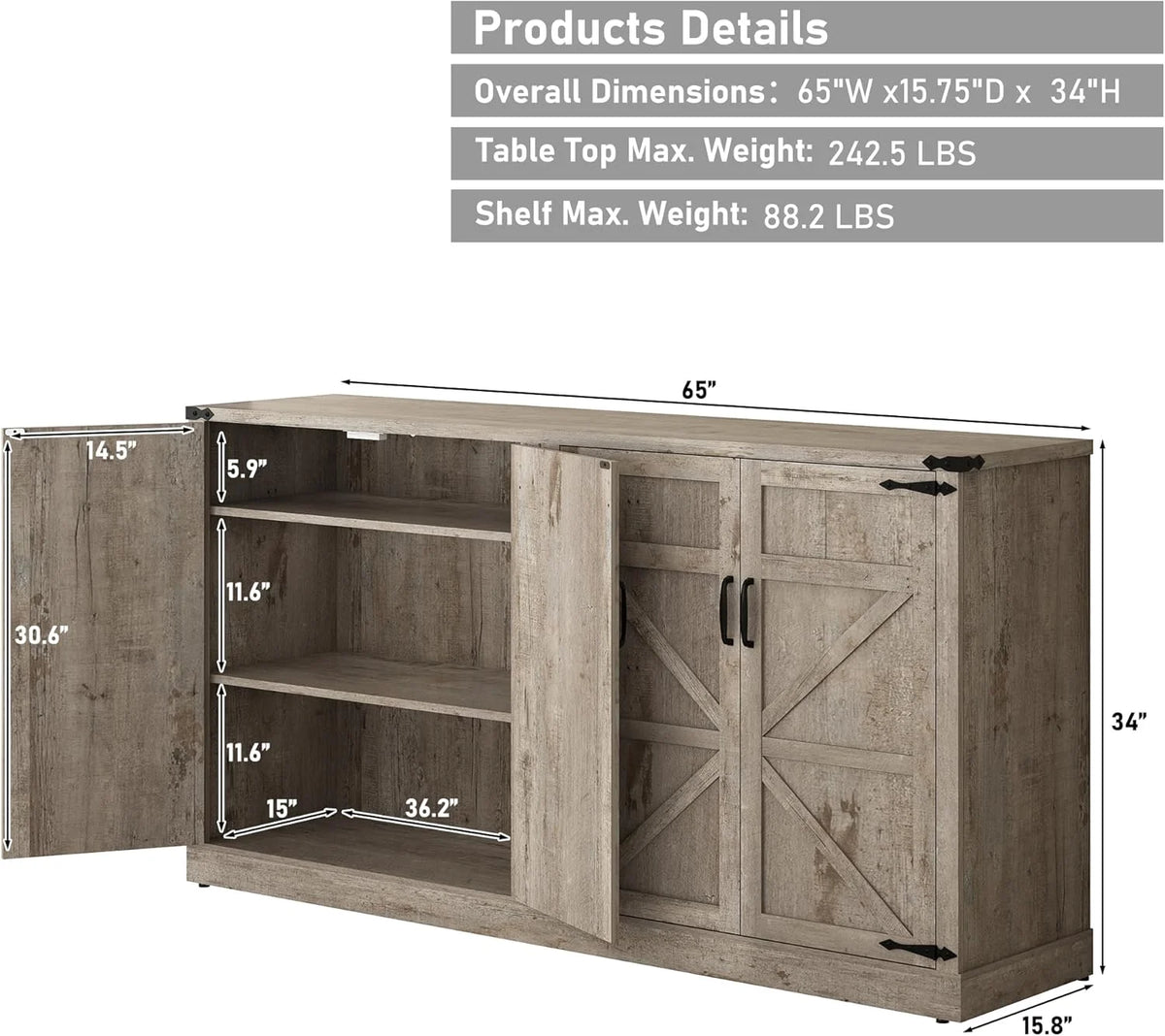 71" Tall Farmhouse Kitchen Pantry Cabinet, 5 Layers Storage Cabinet with Adjustable Shelves - Product image 49