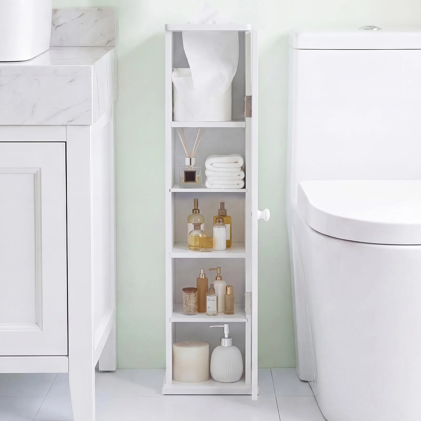 Tangkula Slim Bathroom Storage Cabinet with Door - Product image 5
