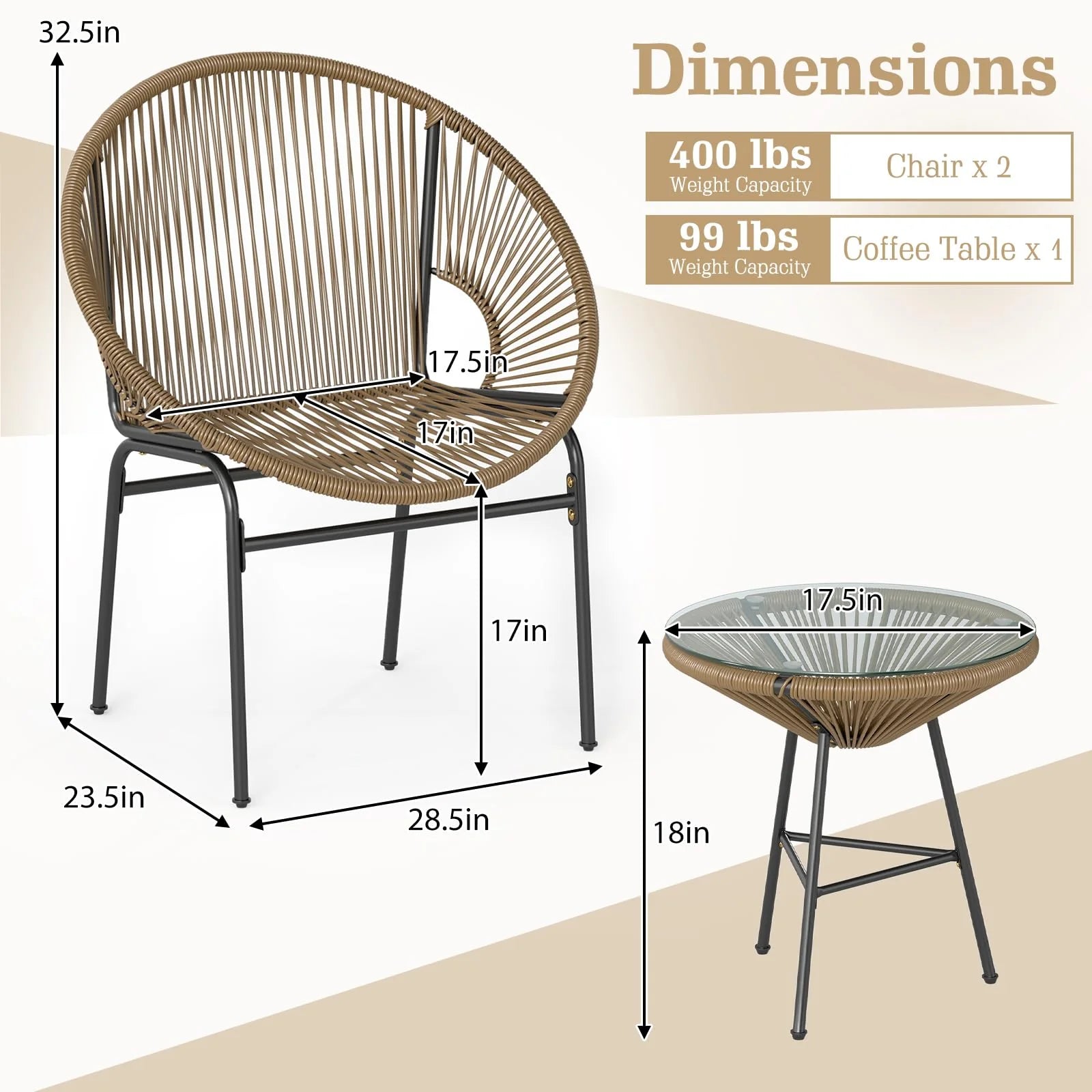 Tangkula 3 Piece Outdoor Patio Furniture Set - Product image 5