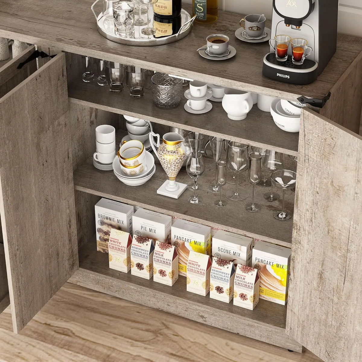71" Tall Farmhouse Kitchen Pantry Cabinet, 5 Layers Storage Cabinet with Adjustable Shelves - Product image 54