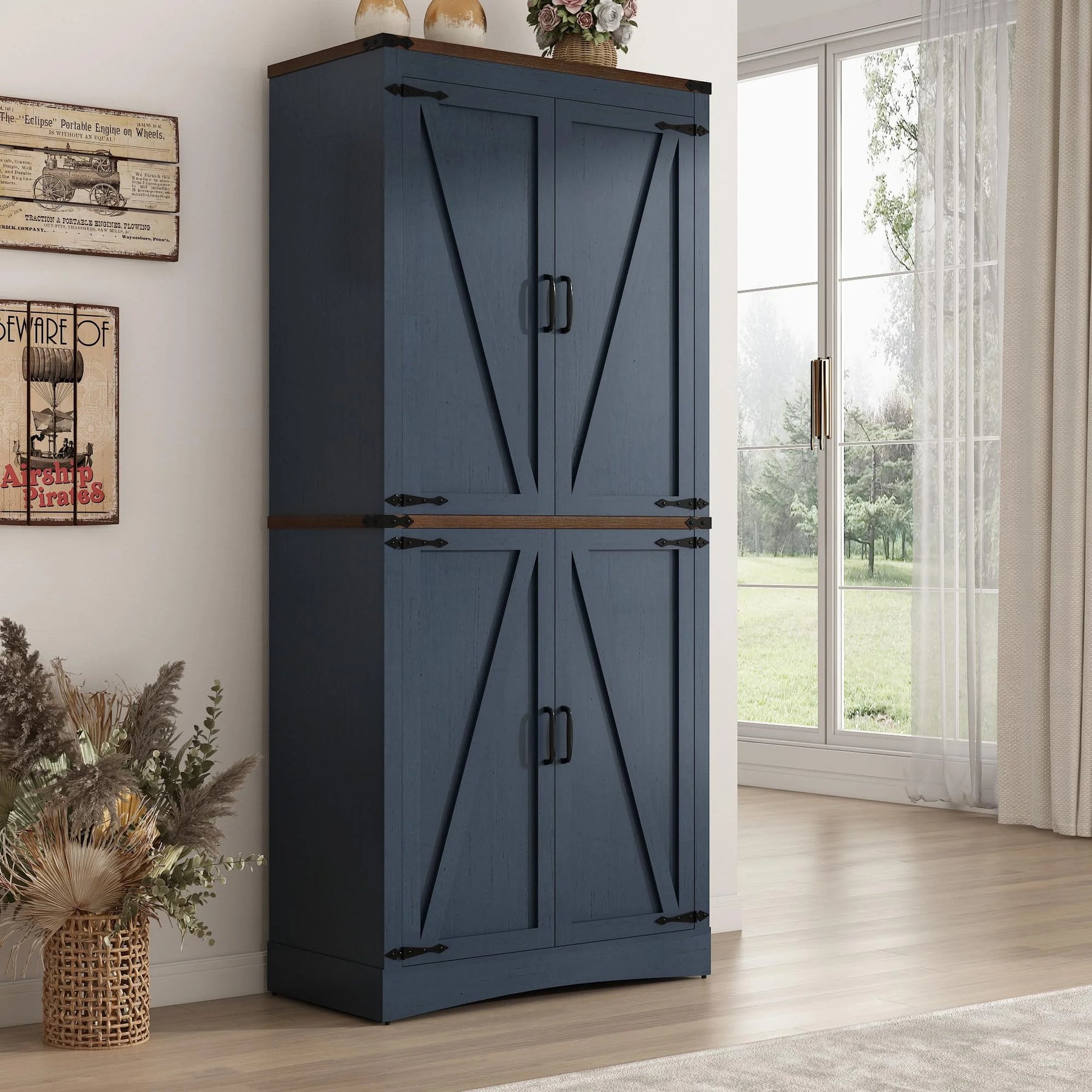 71" Tall Farmhouse Kitchen Pantry Cabinet, 5 Layers Storage Cabinet with Adjustable Shelves - Product image 34