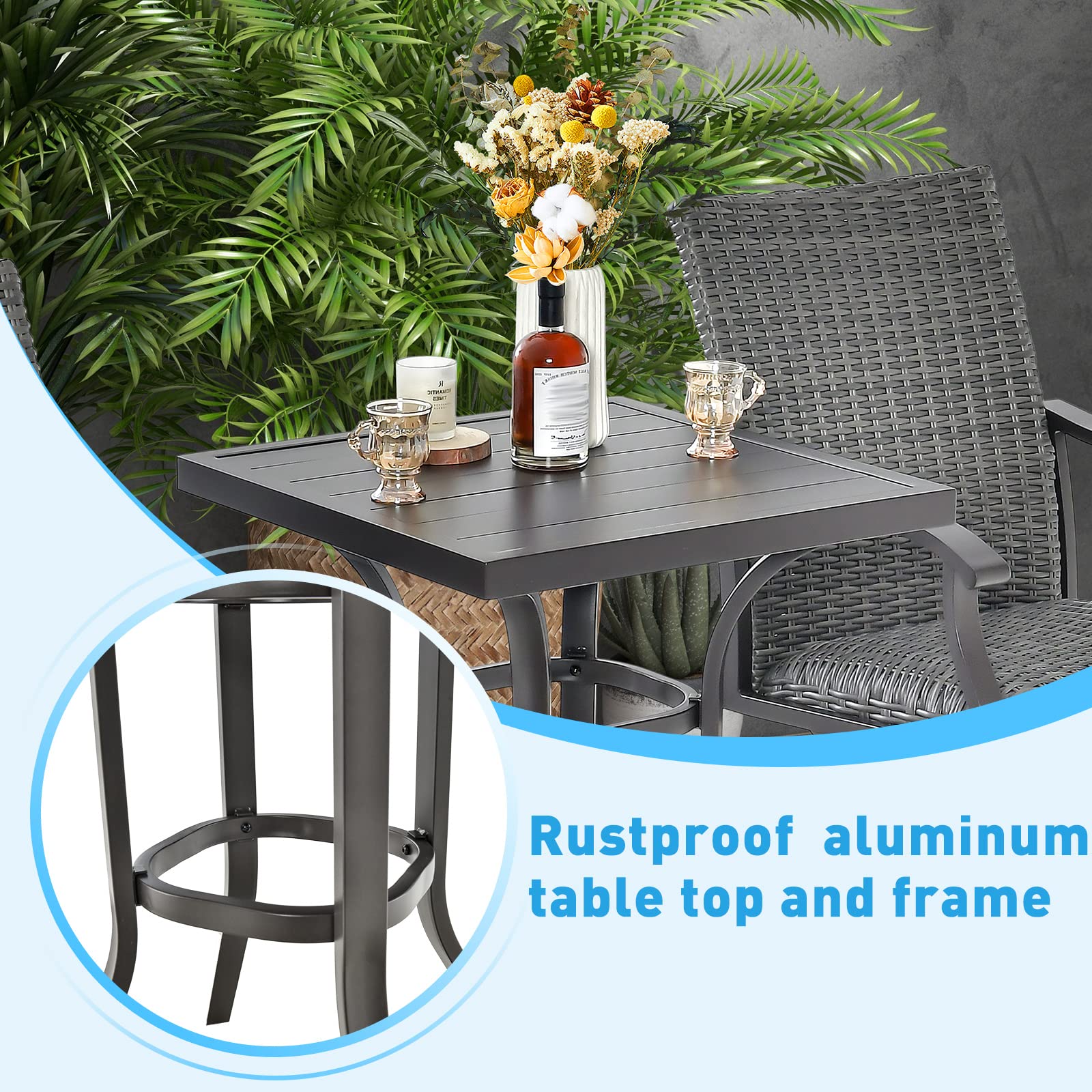 Tangkula 24 Inch Outdoor Bar Table, Patio Bar Height Table with Aluminum Tabletop & Heavy-Duty Metal Legs - Product image 9