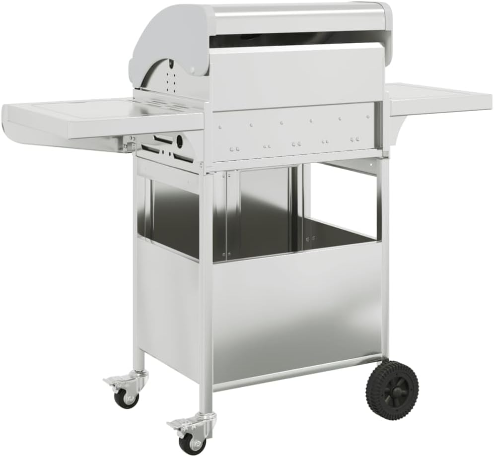 Furniture Select-Gas Grill with 4 Burners in Stainless Steel, Silver