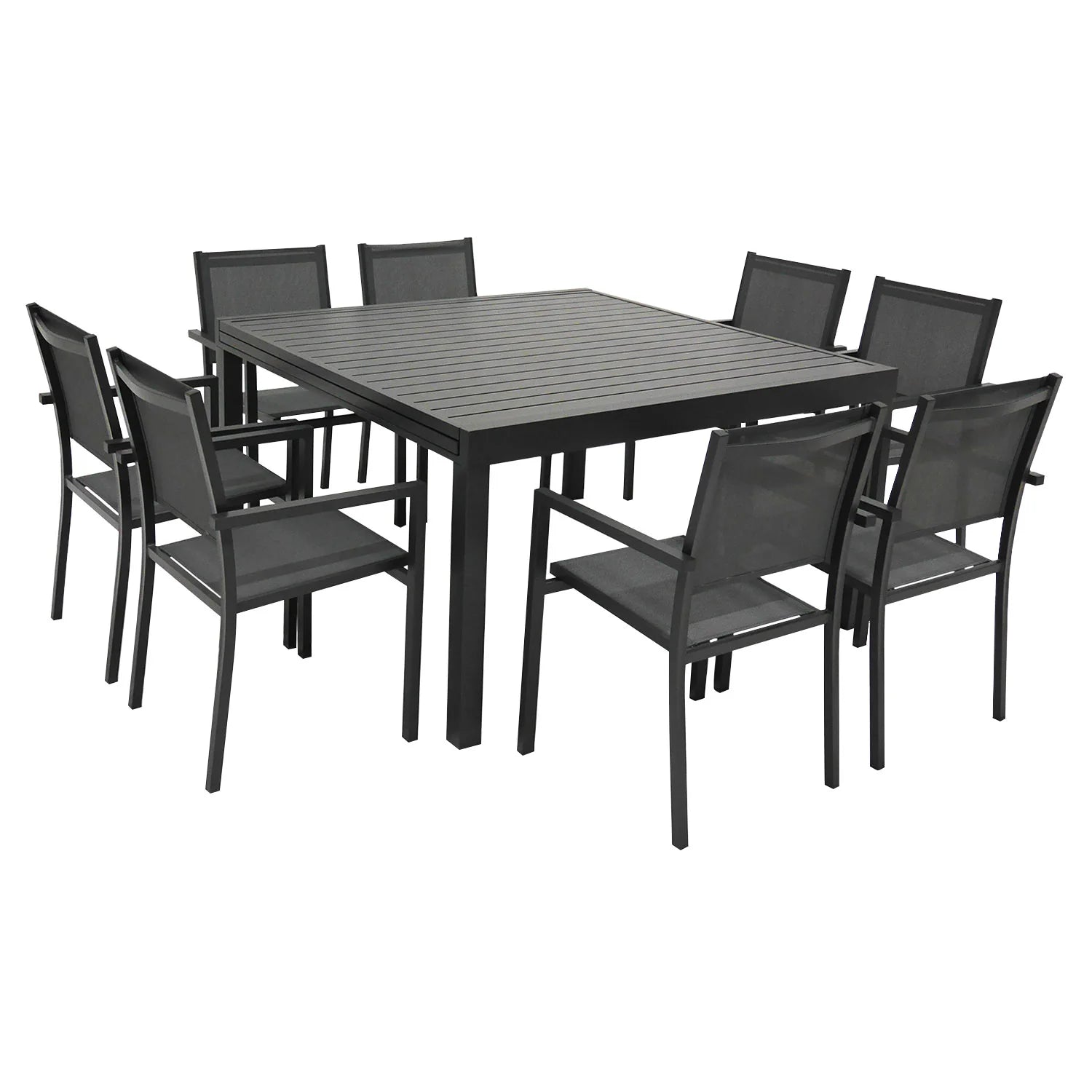 10-seater extendable garden furniture of 140/200cm in gray textilene - anthracite aluminum VENEZIA -