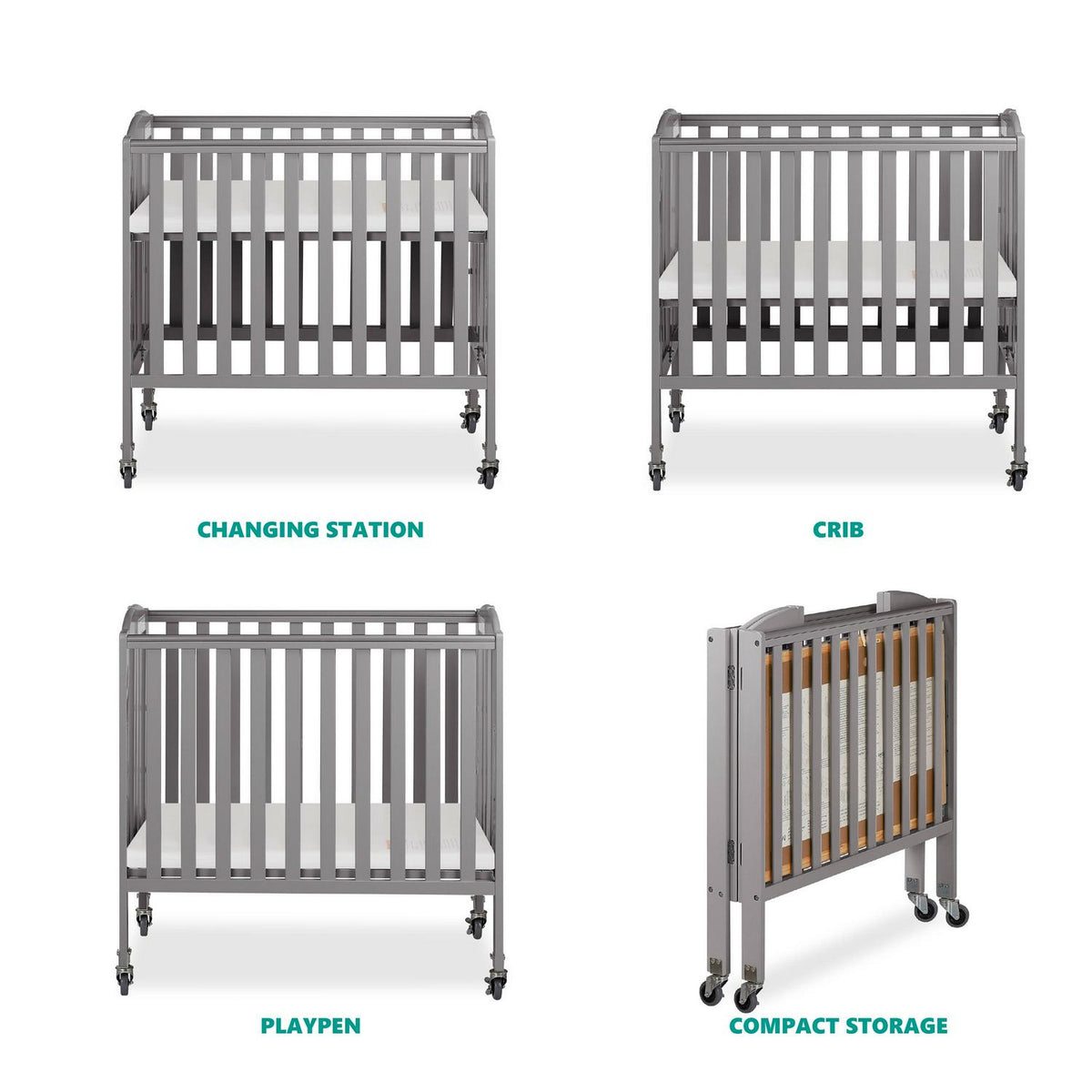 Dream on Me 3 - in - 1 Portable Crib Gray - Product image 6
