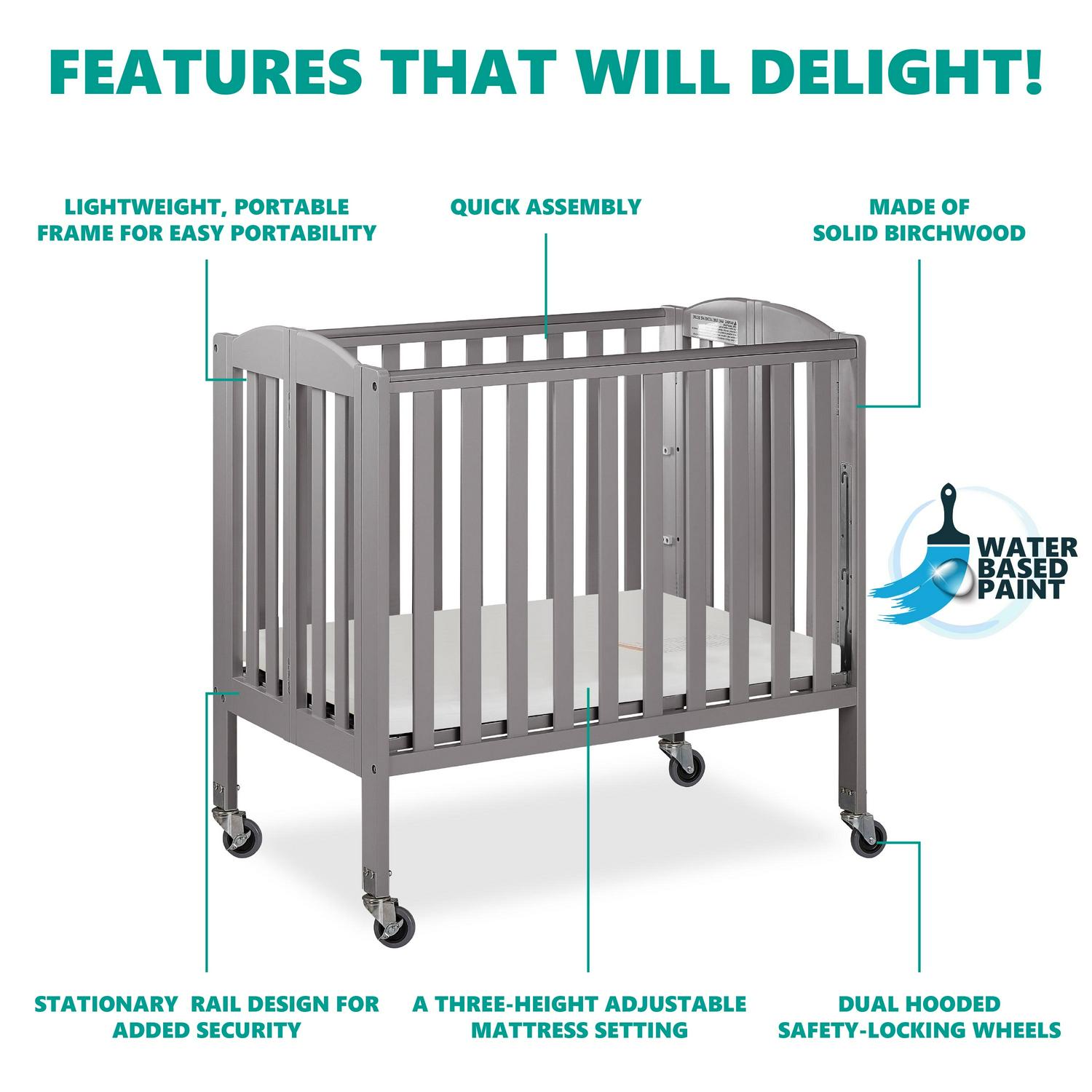 Dream on Me 3 - in - 1 Portable Crib Gray - Product image 4