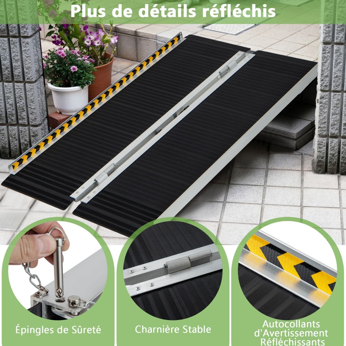 Aluminum Access Ramp with Transition Plate for Home 122L -