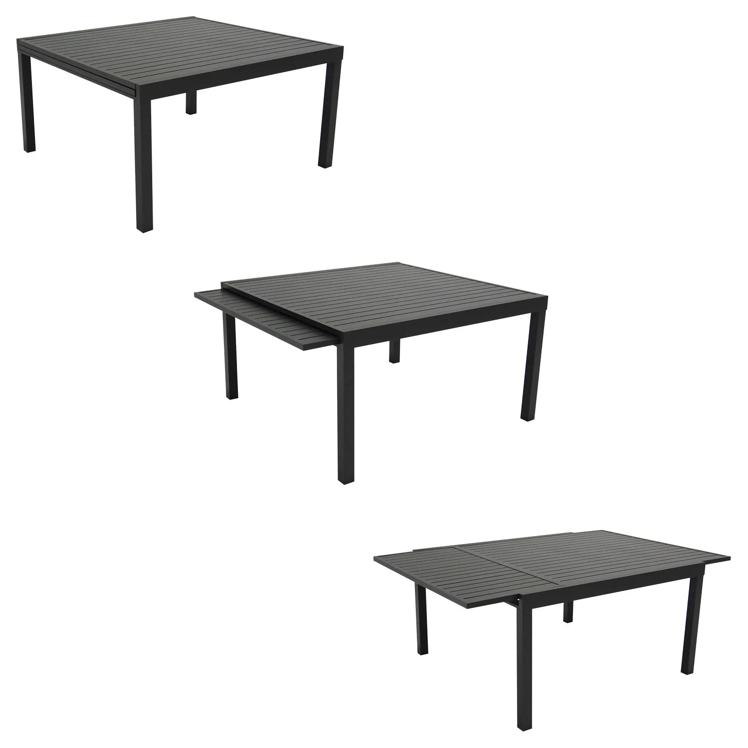 10-seater extendable garden furniture of 140/200cm in gray textilene - anthracite aluminum VENEZIA -