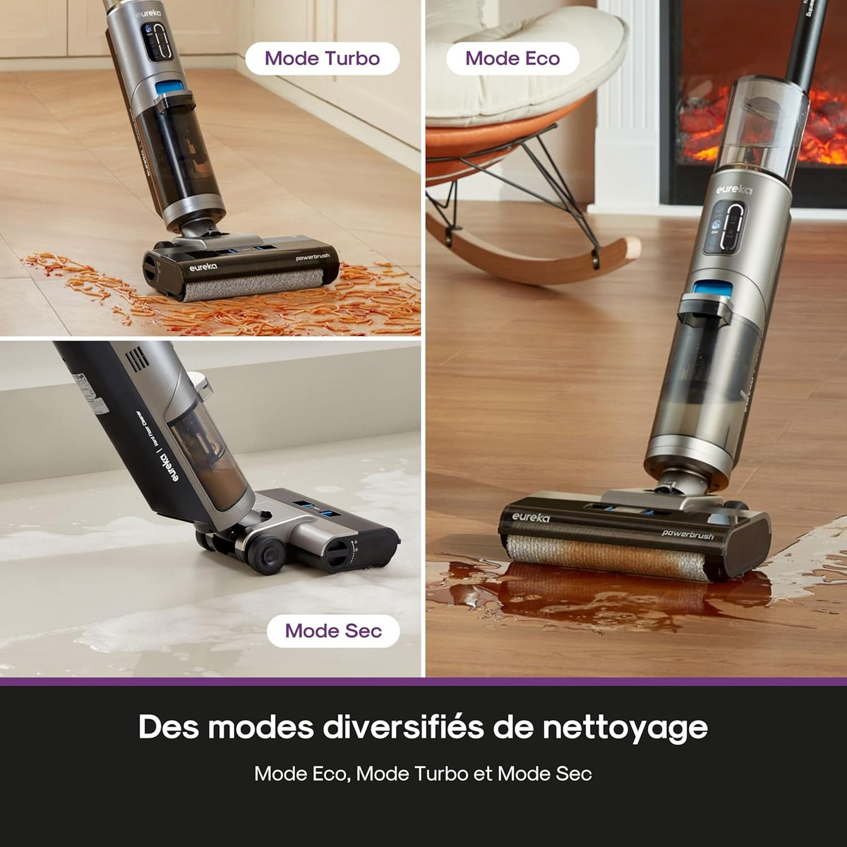 Eureka Rapidwash NEW430 Cordless Vacuum Mop, 15000Pa, 0.8L/0.45L Double Tank for Hard Floors and Pet Hair, with Voice Navigation, Self Cleaning and Drying