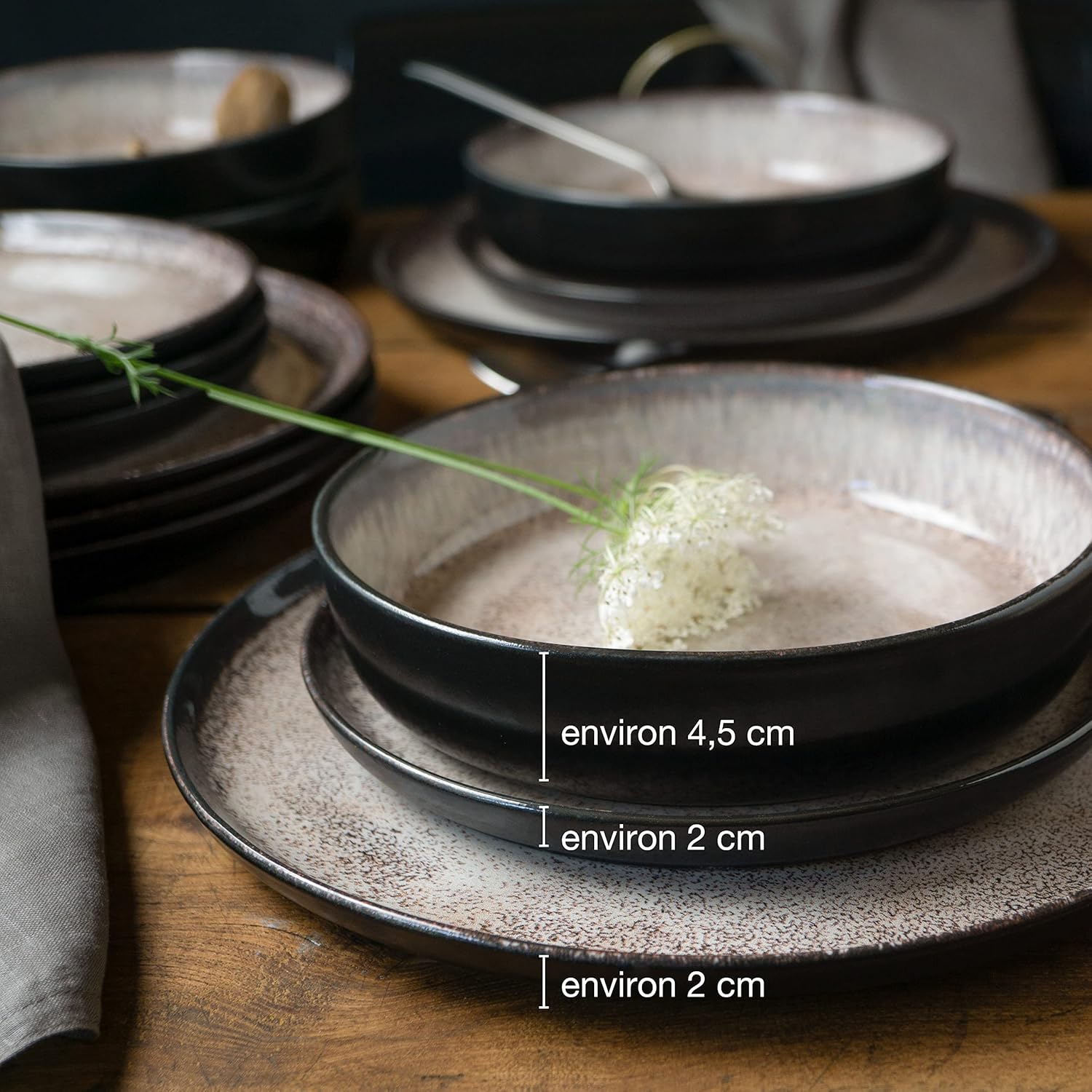 Moritz & Moritz VIDA dinner service for 6 people - 18 pieces - beige tableware and tableware 6x dinner plates, 6x soup plates, 6x breakfast plates