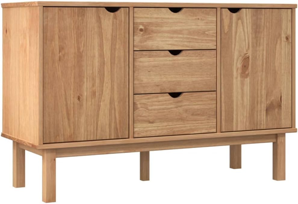vidaXL Sideboard Side Cabinet Storage Cabinet Home Organizer Living Room Furniture Indoor 113.5x43x73 cm Solid Pine Wood
