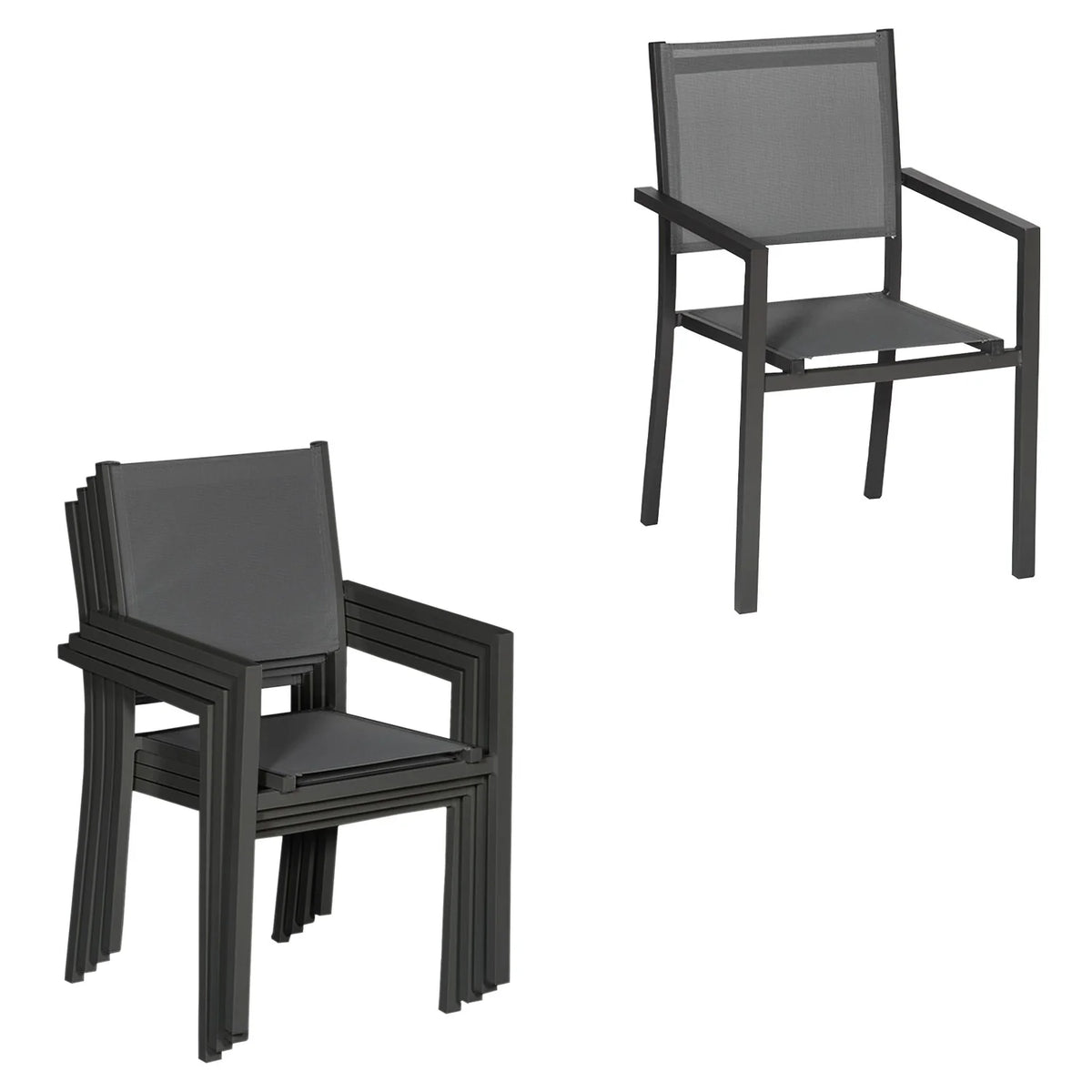 10-seater extendable garden furniture of 140/200cm in gray textilene - anthracite aluminum VENEZIA -