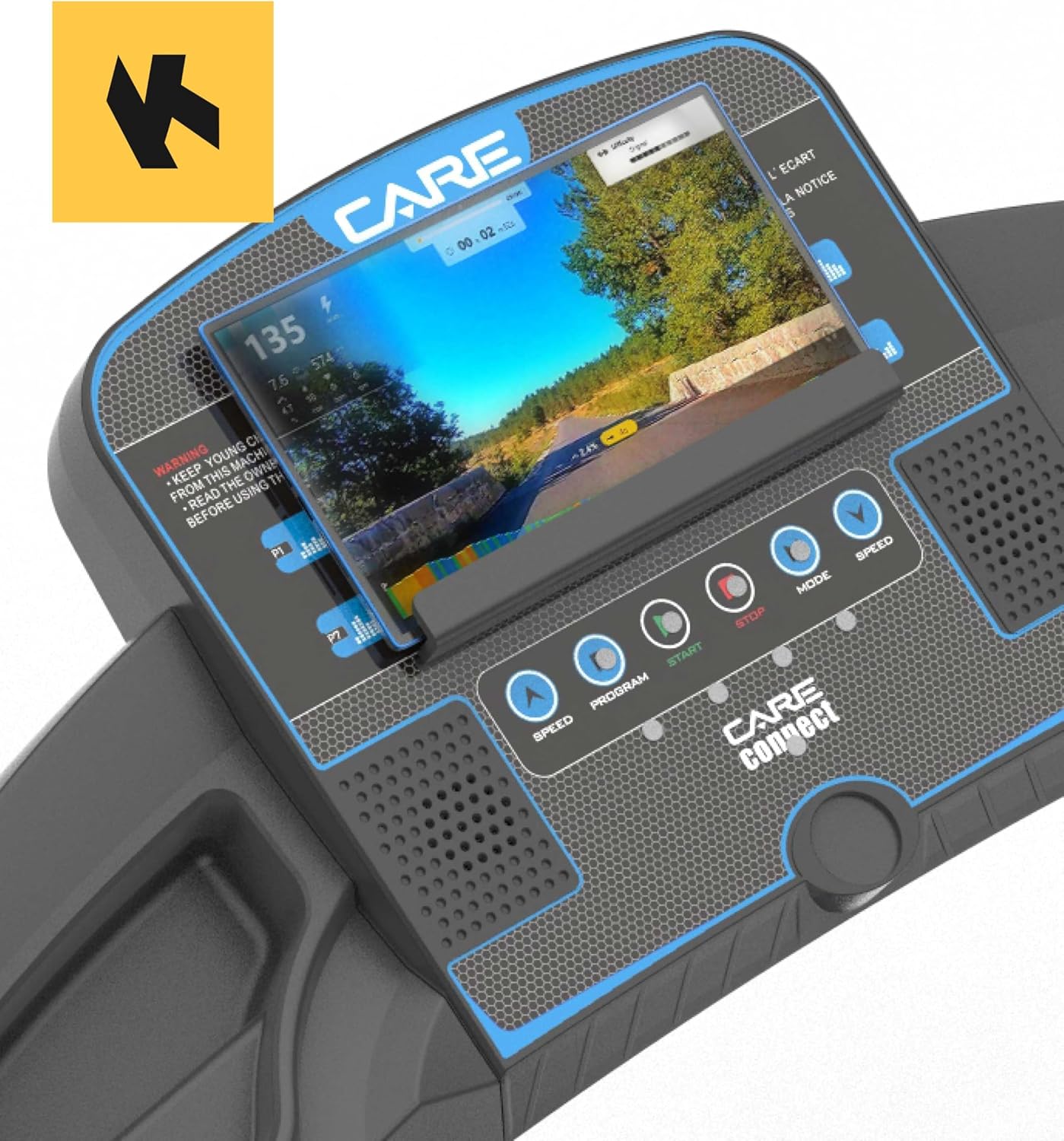 Care Fitness - Connected Treadmill - Foldable - Maximum speed 14 Km/h - Inclinable and Foldable Electric Treadmill - 12 training programs - 3 inclines