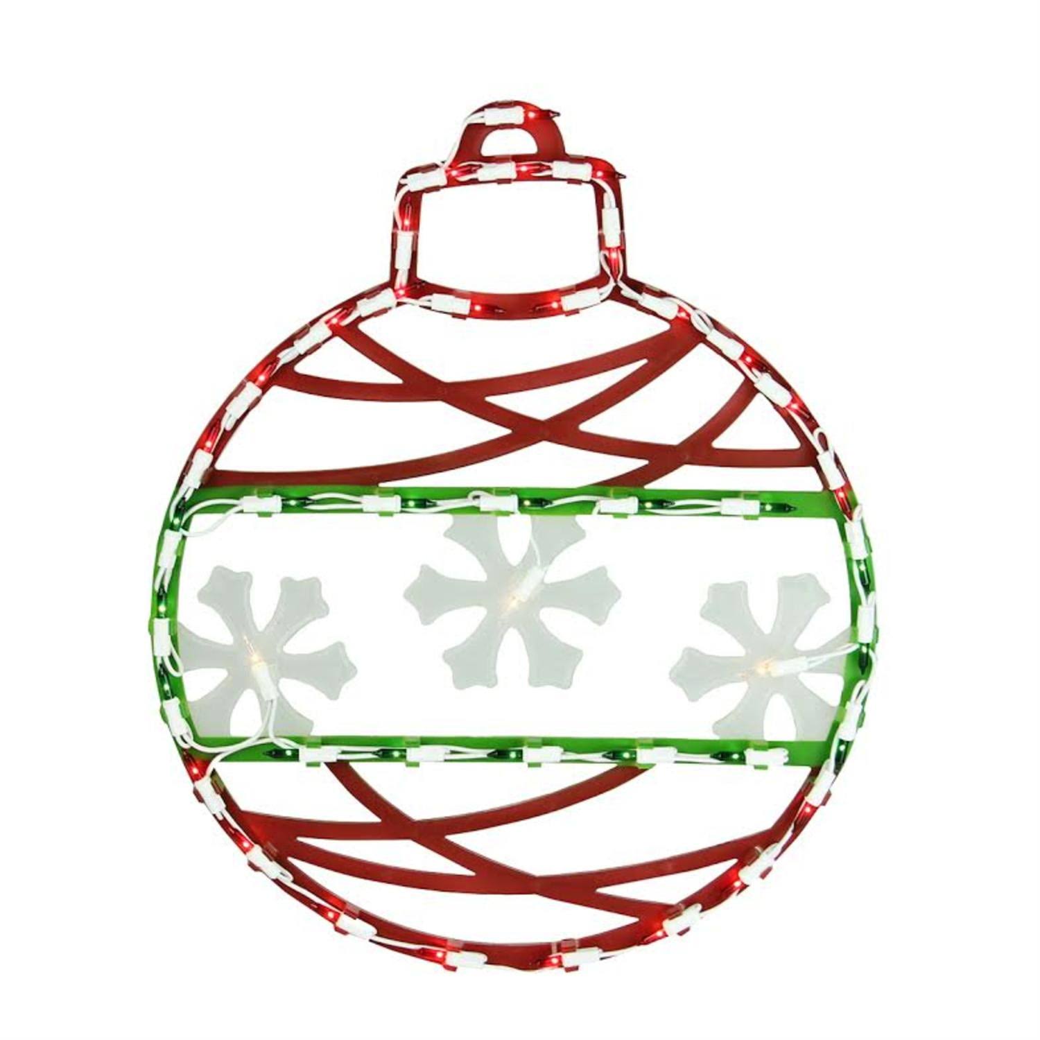 17" Red Green and White Lighted Christmas Ornament Window Silhouette Decoration - Product image 1