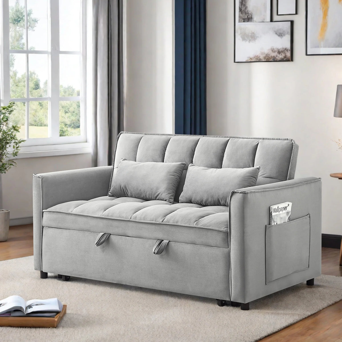 Convertible Sofa Bed, 3 - in - 1 Sleeper Sofa with Pull Out Bed, Sleeper Futon Couch Loveseat with - Product image 10
