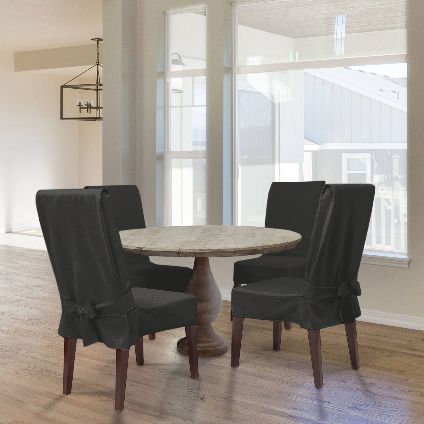 SureFit Farmhouse Basketweave Short Dining Chair Slipcover - Charcoal - Product image 1