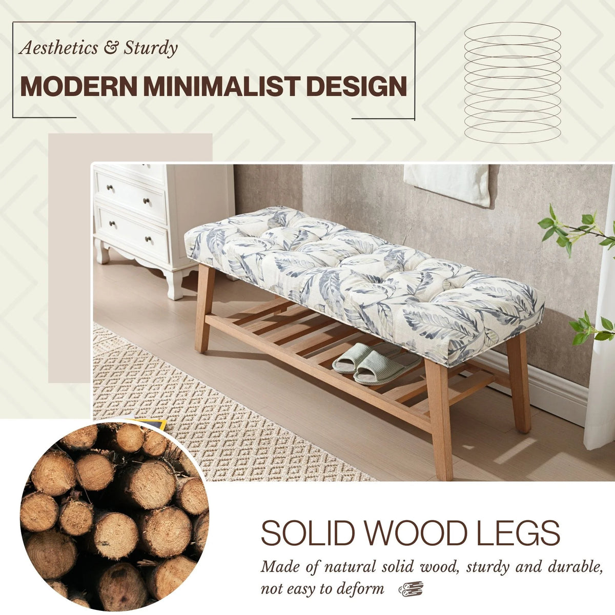 Dayalane Upholstered Storage Bench with Shoe Rack, Linen Fabric Entryway Bench for Living Room - Product image 20