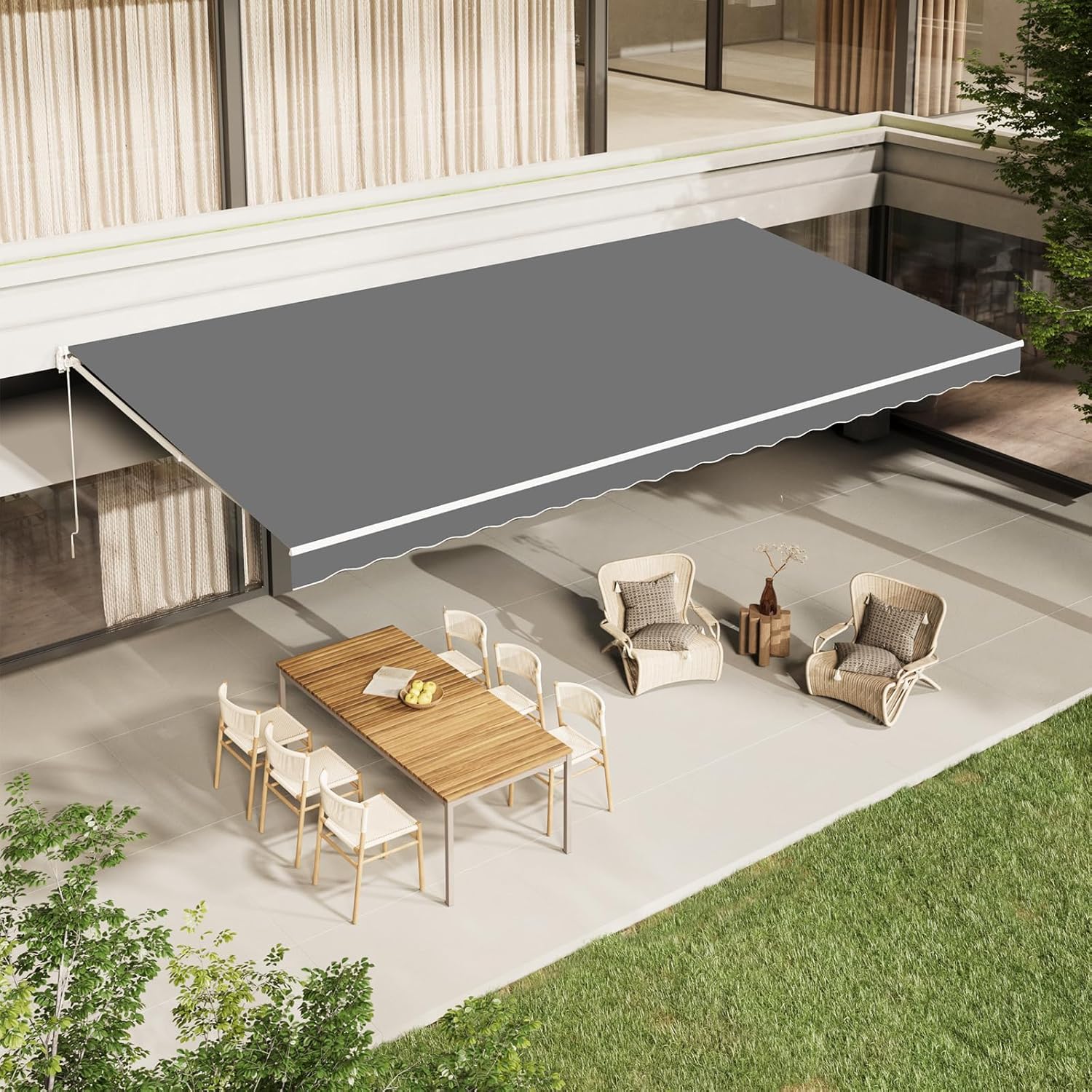 AECOJOY 14'x10' Manual Retractable Awning Sun Shade, Patio Awning Canopy - Product image 10