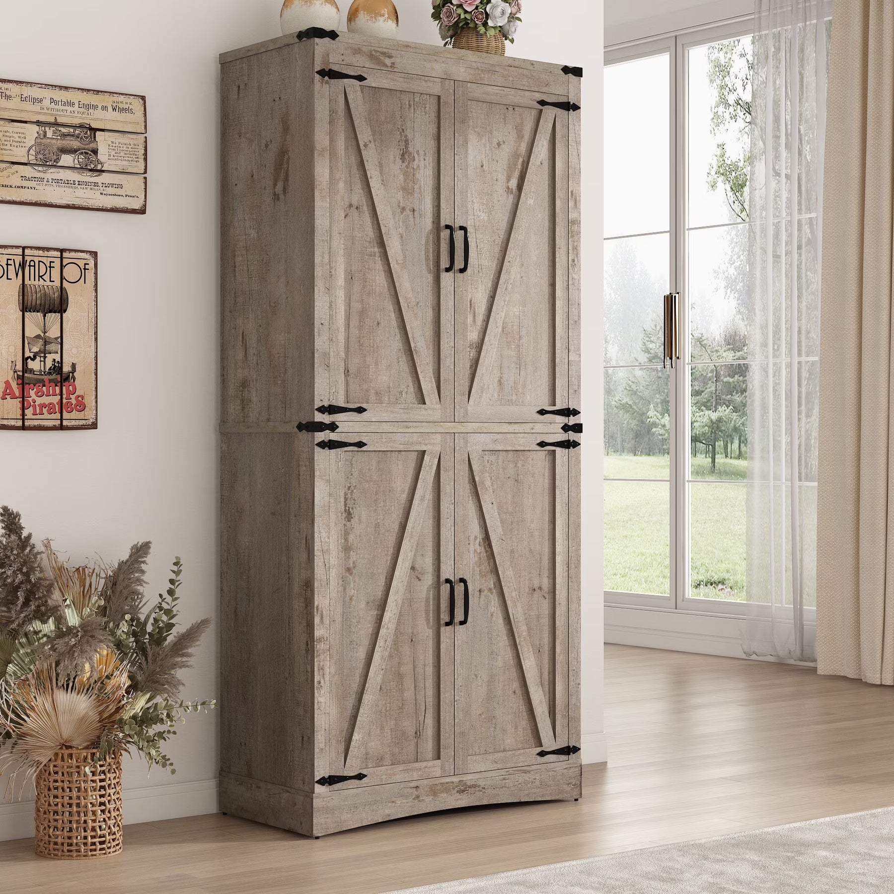 71" Tall Farmhouse Kitchen Pantry Cabinet, 5 Layers Storage Cabinet with Adjustable Shelves - Product image 7