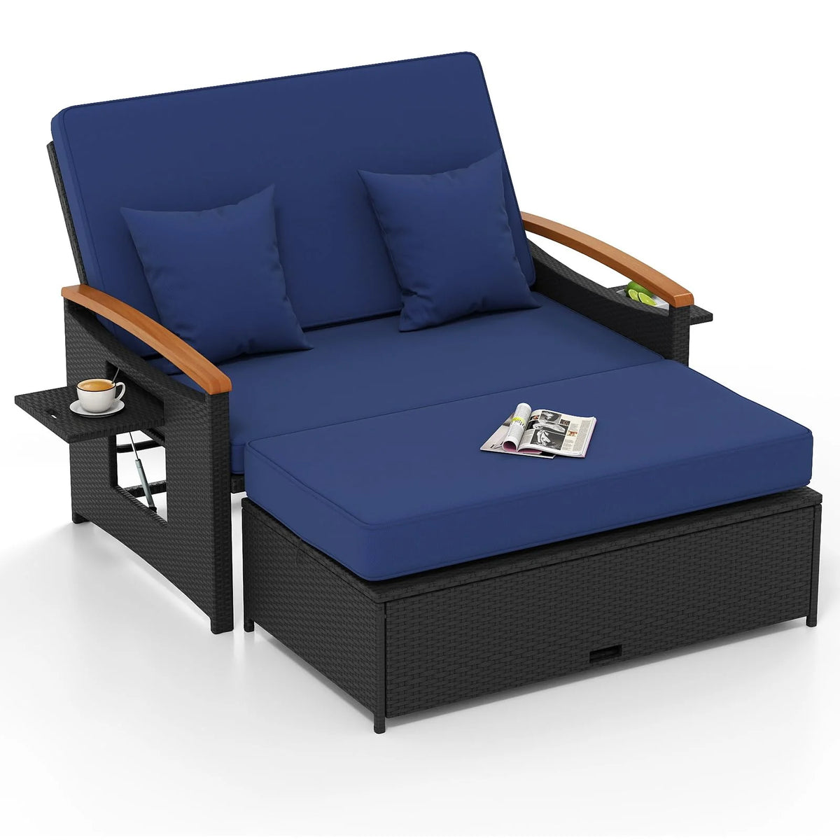 Tangkula Patio Rattan Daybed with 4-Level Adjustable Backrest - Product image 1