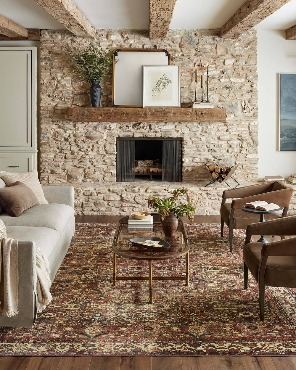 Magnolia Home by Joanna Gaines x Loloi Banks Machine Washable Brick / Ivory Area Rug Size: Rectangle 7'6" x 9'6"