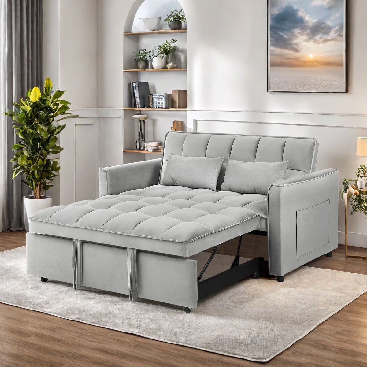 Convertible Sofa Bed, 3 - in - 1 Sleeper Sofa with Pull Out Bed, Sleeper Futon Couch Loveseat with - Product image 3