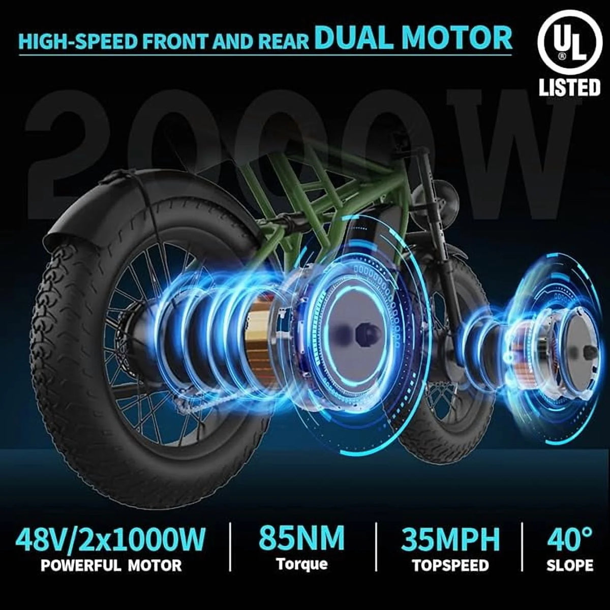 Freego F3 Pro 2000W Dual Motor Electric Bike for Adults, & Dual Battery 48V/40ah - Product image 4