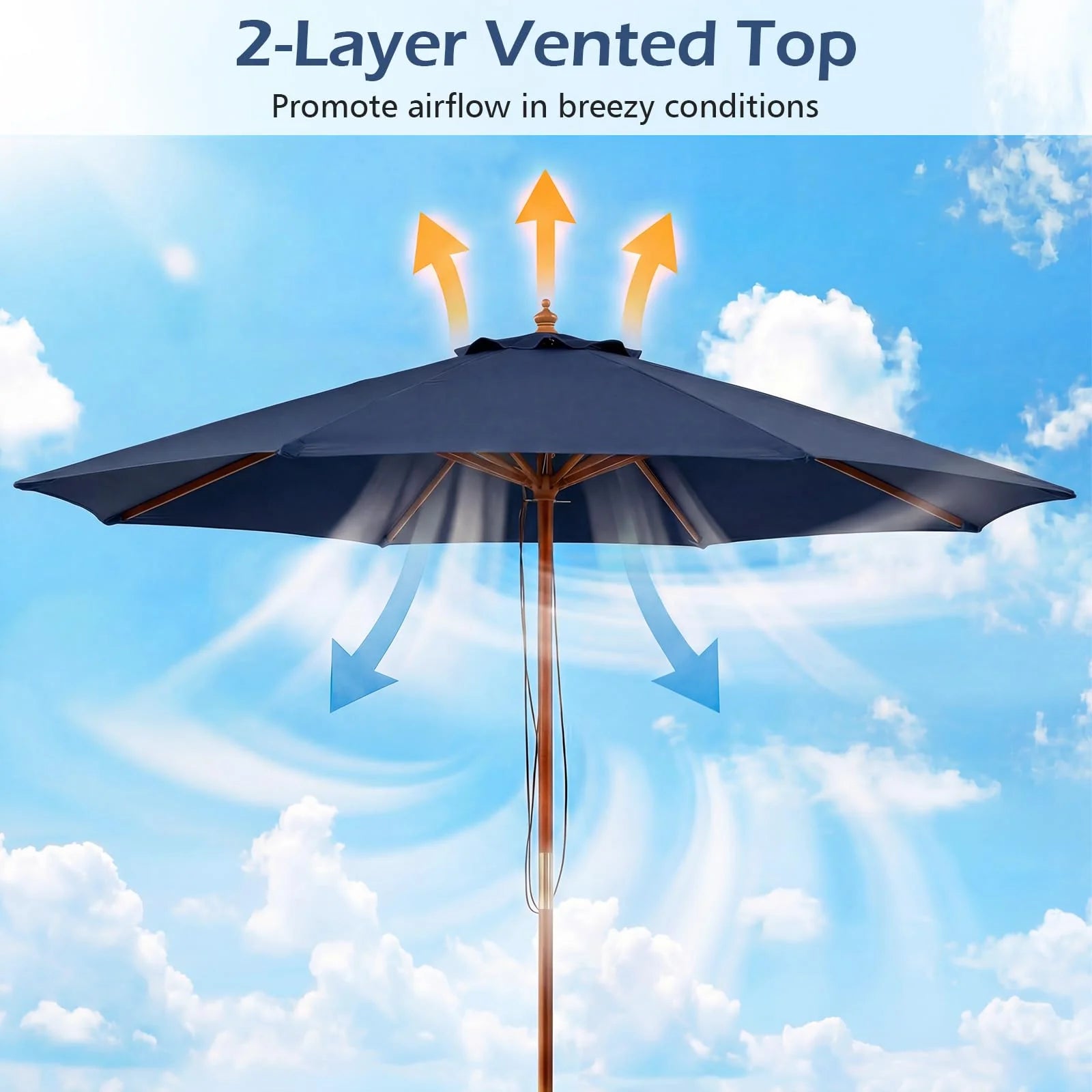 Tangkula 9 FT Patio Umbrella - Outdoor Table Market Umbrella with 8 Wooden Ribs - Product image 7
