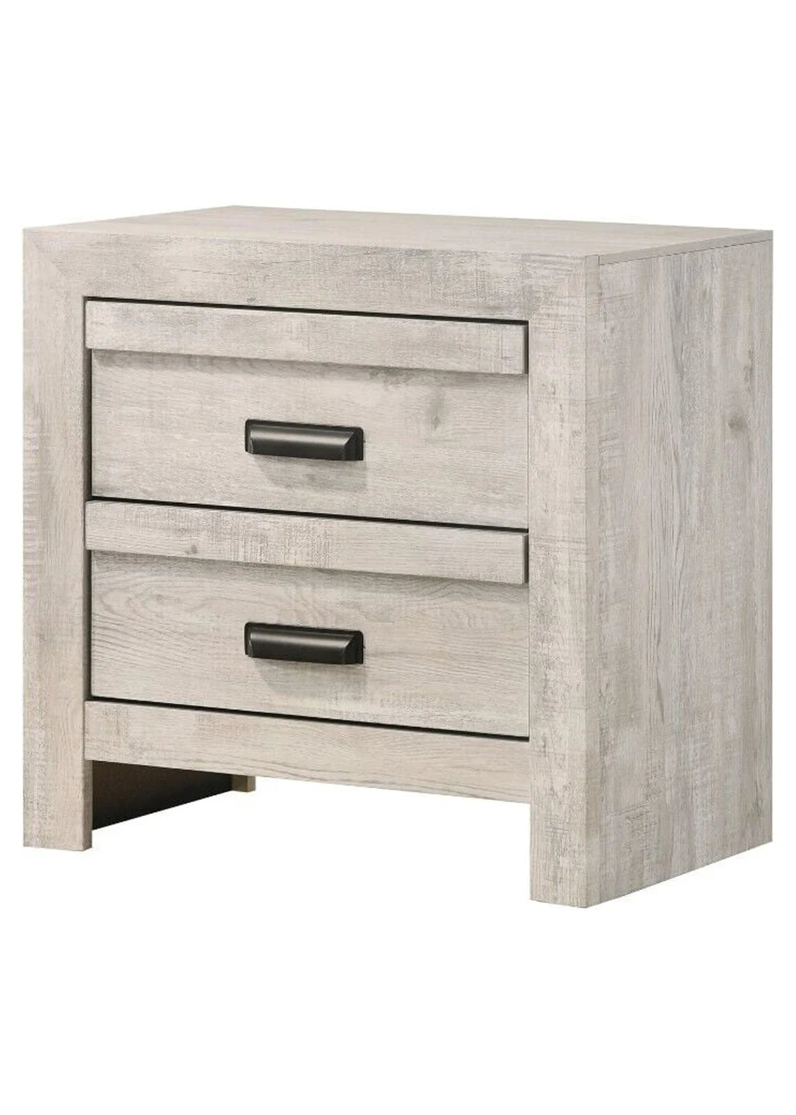 3pc Rustic Beige Gray Finish Bedroom Furniture Queen Size Bed Nightstand Chest Set - Product image 5