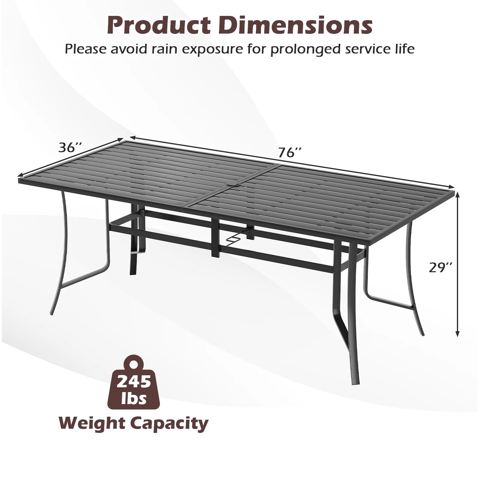 Tangkula Rectangle Patio Dining Table for 8 with Umbrella Hole - Product image 3