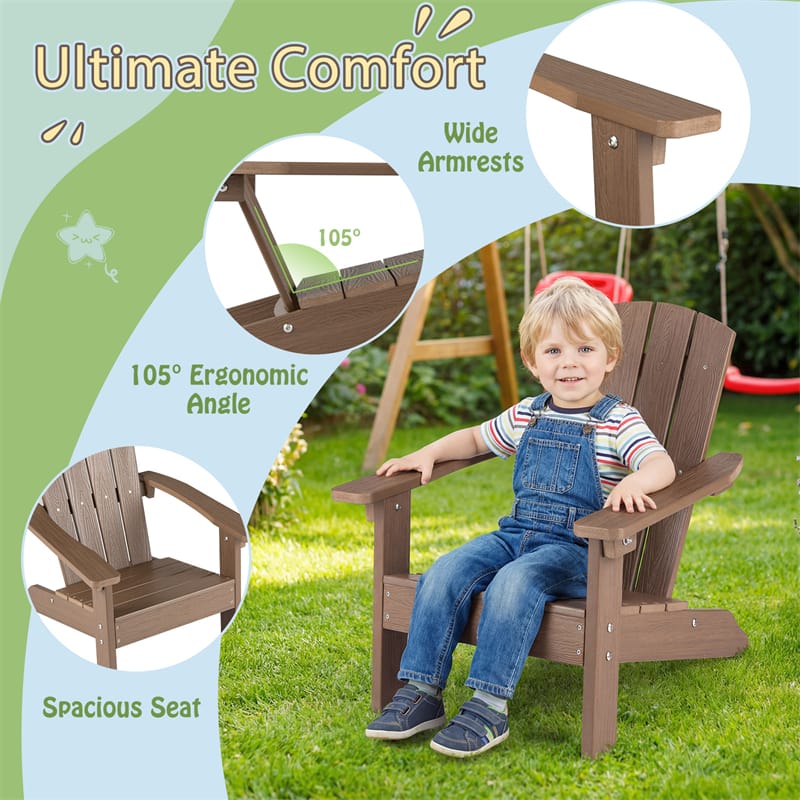 Kids Adirondack Chair, All-Weather HIPS Outdoor Chair with Ergonomic High Backrest & Armrests - Product image 17