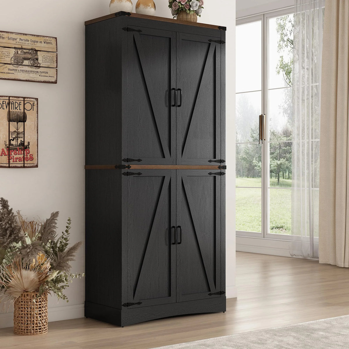 71" Tall Farmhouse Kitchen Pantry Cabinet, 5 Layers Storage Cabinet with Adjustable Shelves - Product image 44